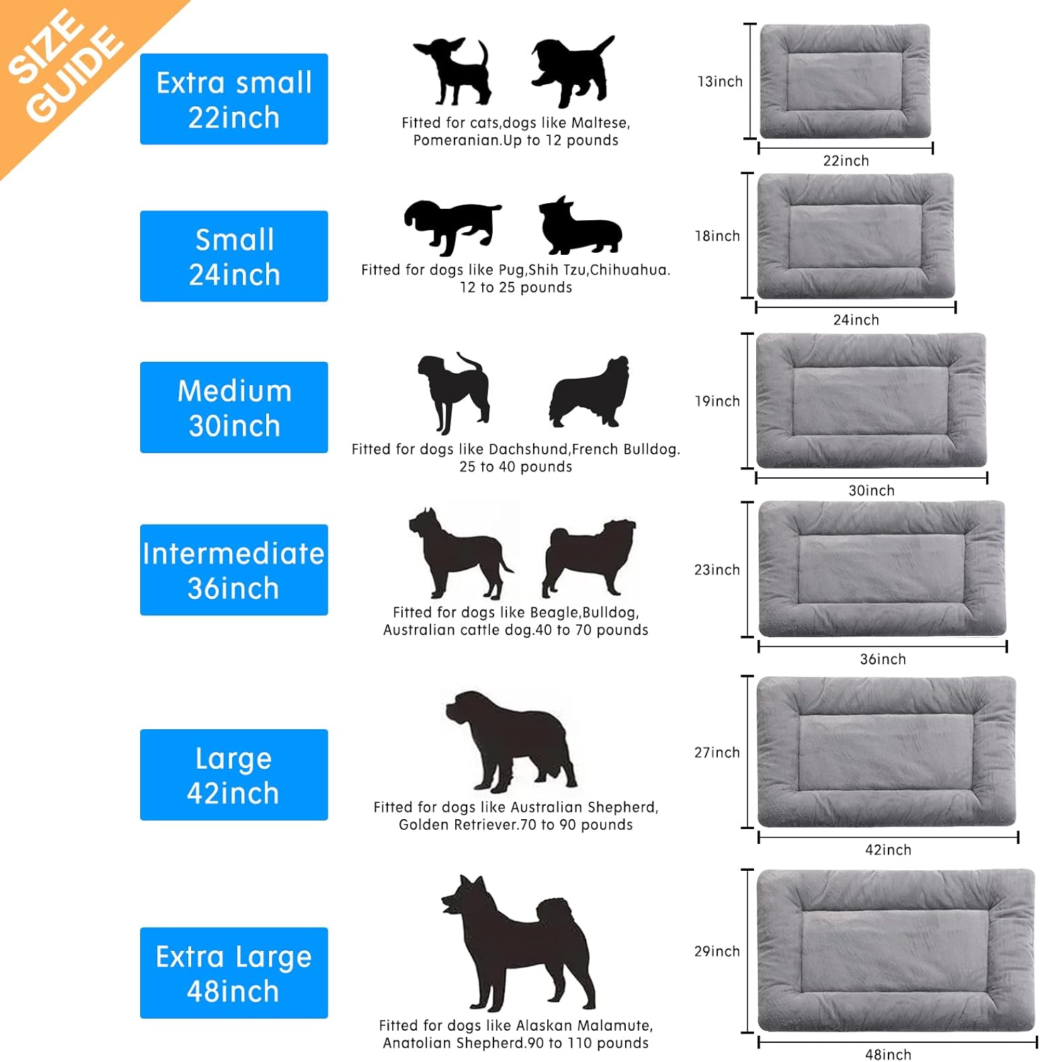 VERZEY Dog Beds Crate Pad for Medium Dogs Fit Metal Dog Crates,Ultra Soft Dog Crate Bed Washable & Anti-Slip Kennel Pad for Dogs Cozy Sleeping Mat,Gray 30L x19W x1H Inches - Image 3
