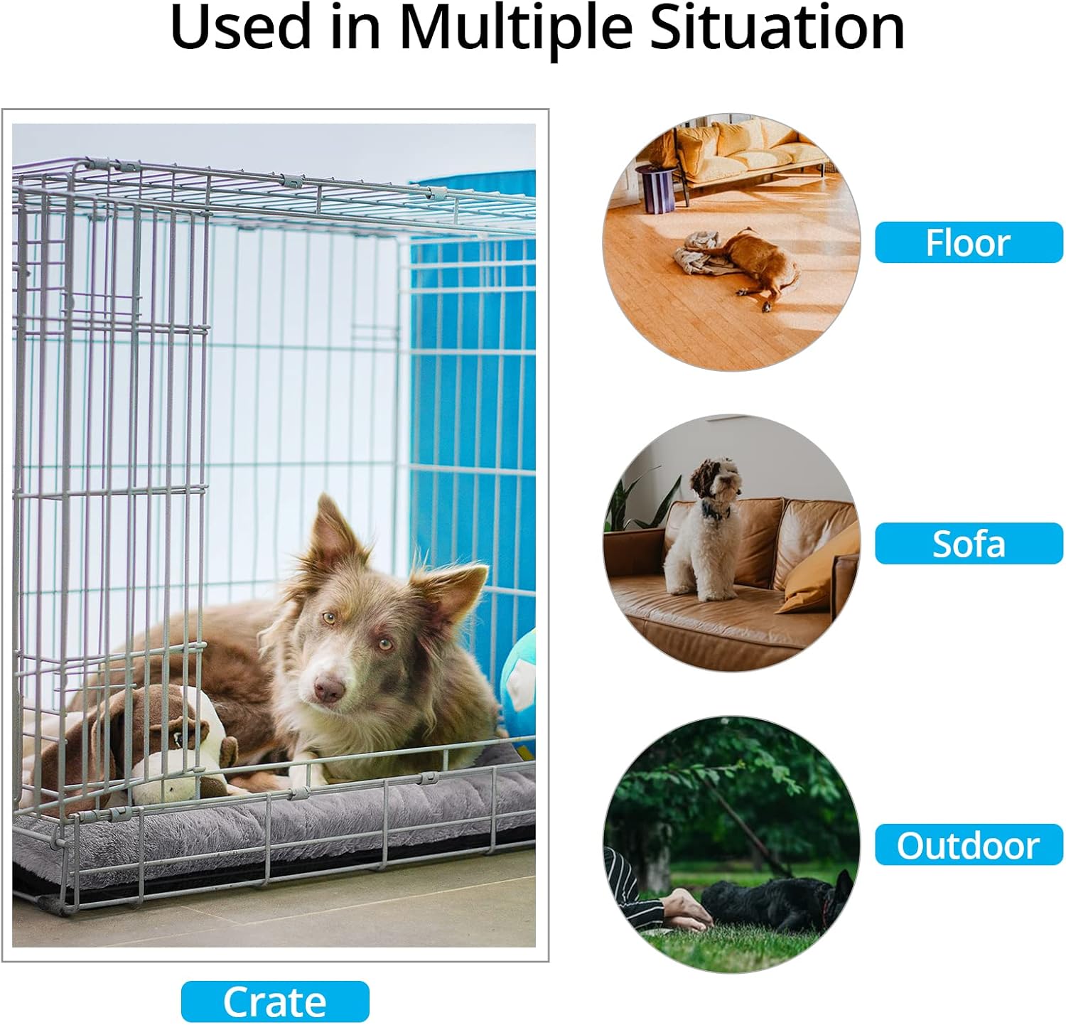 VERZEY Dog Beds Crate Pad for Medium Dogs Fit Metal Dog Crates,Ultra Soft Dog Crate Bed Washable & Anti-Slip Kennel Pad for Dogs Cozy Sleeping Mat,Gray 30L x19W x1H Inches - Image 4