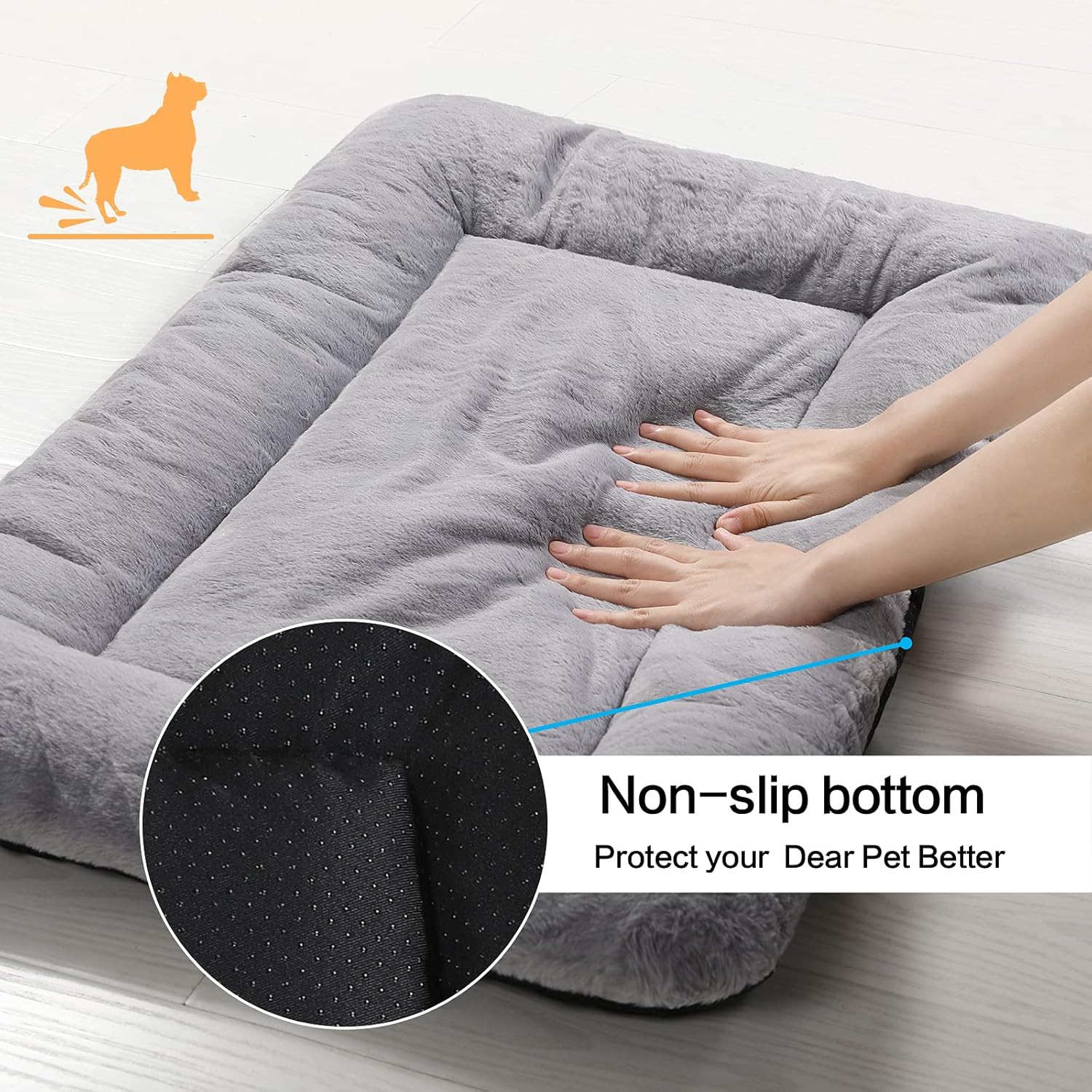 VERZEY Dog Beds Crate Pad for Medium Dogs Fit Metal Dog Crates,Ultra Soft Dog Crate Bed Washable & Anti-Slip Kennel Pad for Dogs Cozy Sleeping Mat,Gray 30L x19W x1H Inches - Image 7