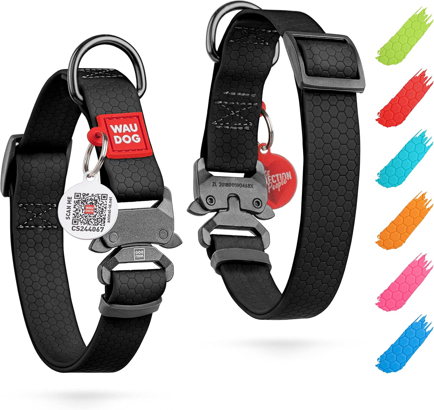 Waterproof Dog Collar - Adjustable Dog Collar for Large Dogs, Small and Medium Dogs - Heavy Duty Dog Collars with Durable Metal Clasp and QR Dog Tag - Boy & Girl Dog Collars (Black) - Image 2