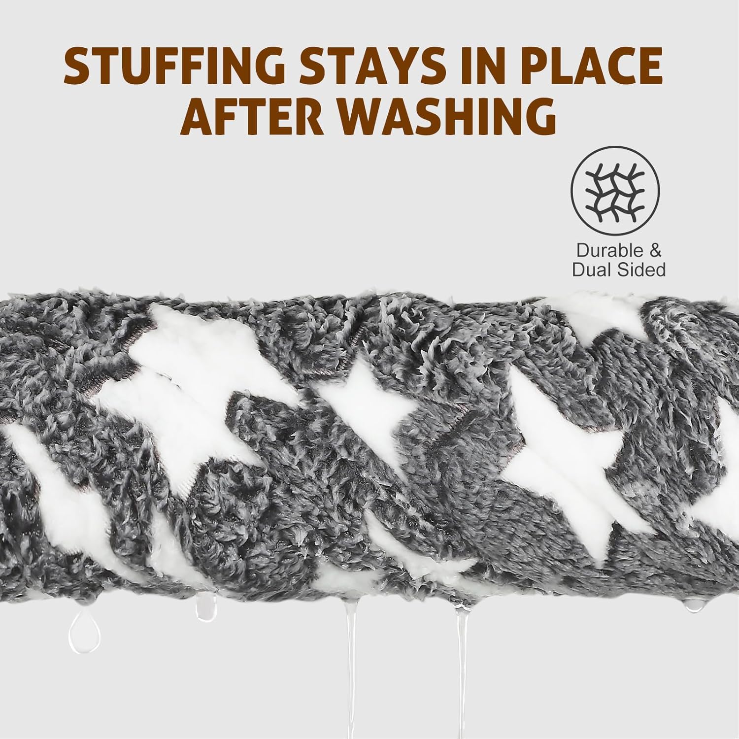 Mora Pets Dog Bed Crate Pad Ultra Soft Pet Bed with Cute Star Print Washable Crate Mat for Large Medium Small Dogs Reversible Fleece Dog Crate Kennel Mat Cat Bed Liner 22-Inch Grey - Image 4