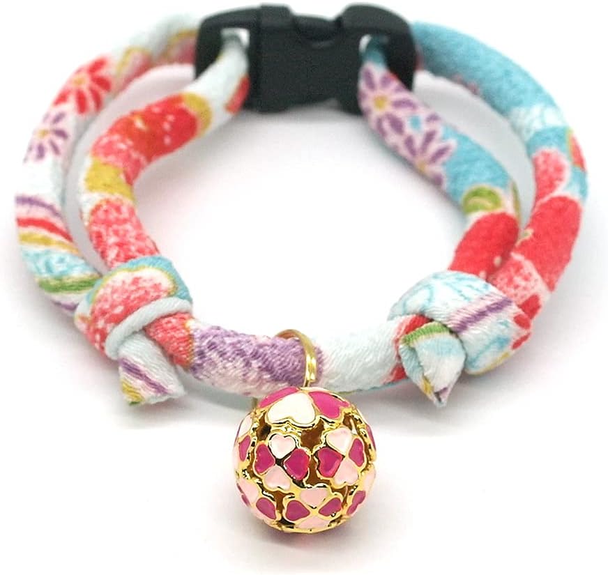 PetSoKoo Four-Leaf Clover Cat Collar with Bell Breakaway Buckle. Japan Chirimen,Cute Kitten Collar for Girl Boy,Samll Cat,Blue - Image 4