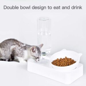 Marchul Double Cat Bowls, Elevated Pet Food and Water Bowl Set, 15° Tilted Raised Double Bowls for Indoor Cats, Small or Medium Sized Dogs