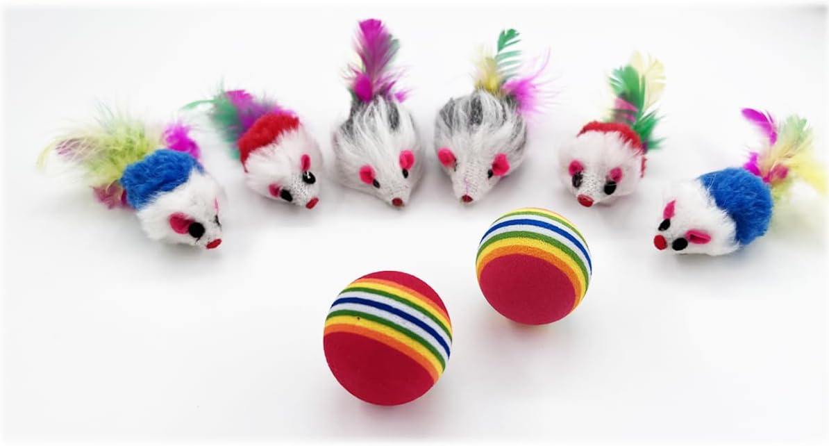 QUVOVID Cat Toys 27 Packs Combo Set, Cat Catnip Fish and Ball Toy, Cat Bell Balls Crinkle Balls, Cat Spring Toys, Plush Mices Attract Cats to Swat, Bite, Hunt, Interactive Toys - Image 7