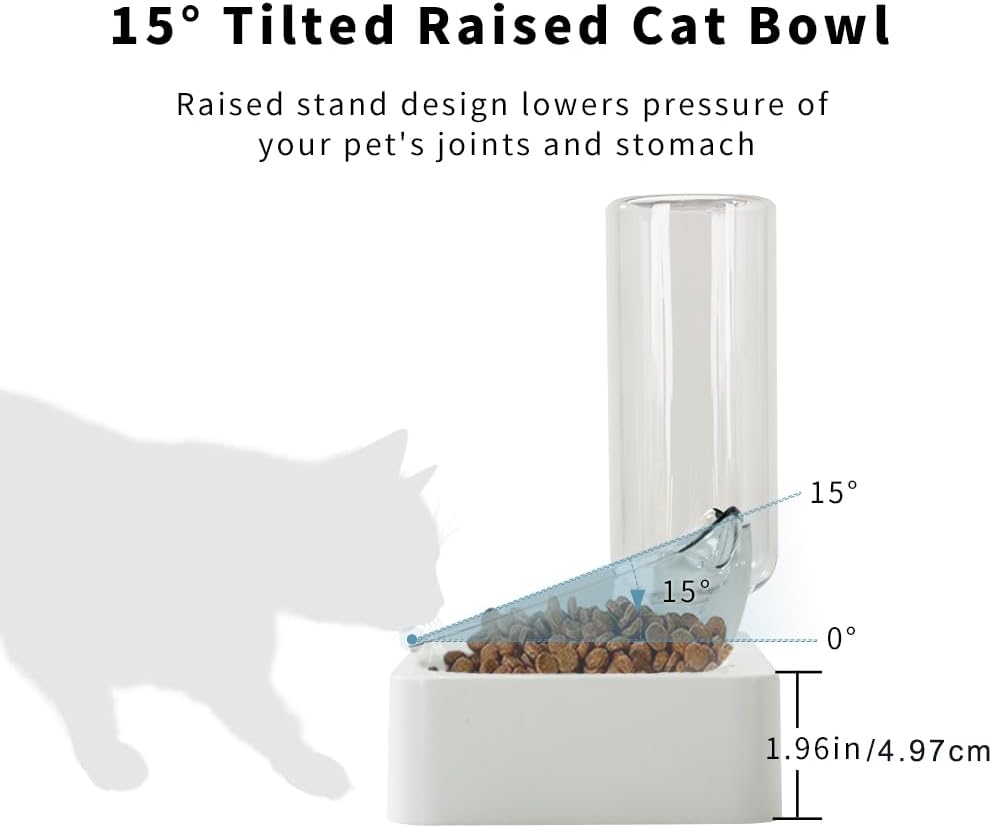 Marchul Tilted Cat Bowl Set for Food and Water, Food Feeding Raised Dishes for Puppies - Image 4