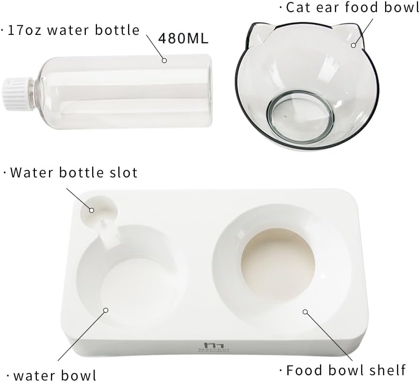 Marchul Tilted Cat Bowl Set for Food and Water, Food Feeding Raised Dishes for Puppies - Image 5