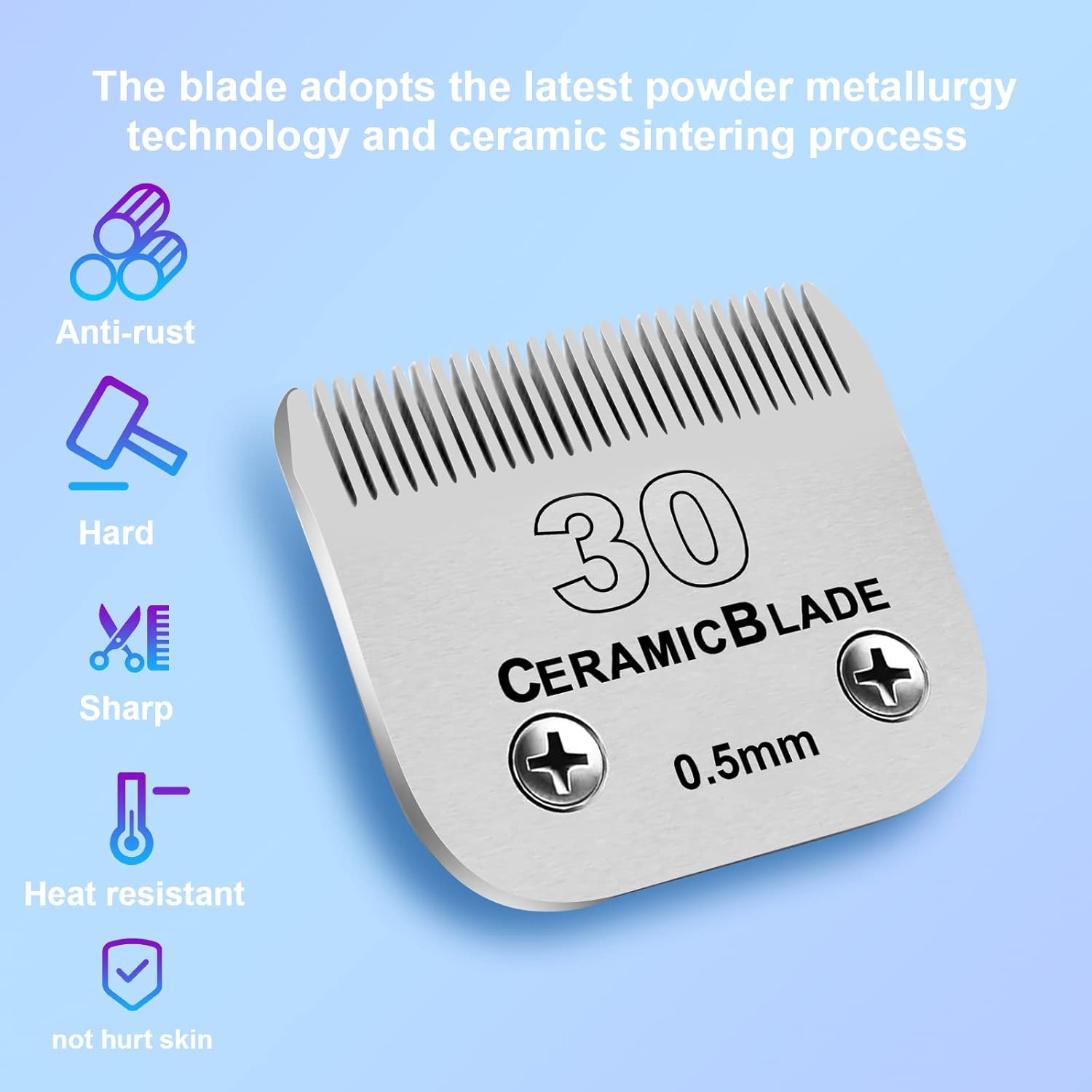 Detachable Pet Clipper Blades, Compatible with Most Andis, Oster A5, Wahl KM Series Clipper,Made of Ceramic Blade & Stainless Steel Blade (30# 0.5mm) - Image 3