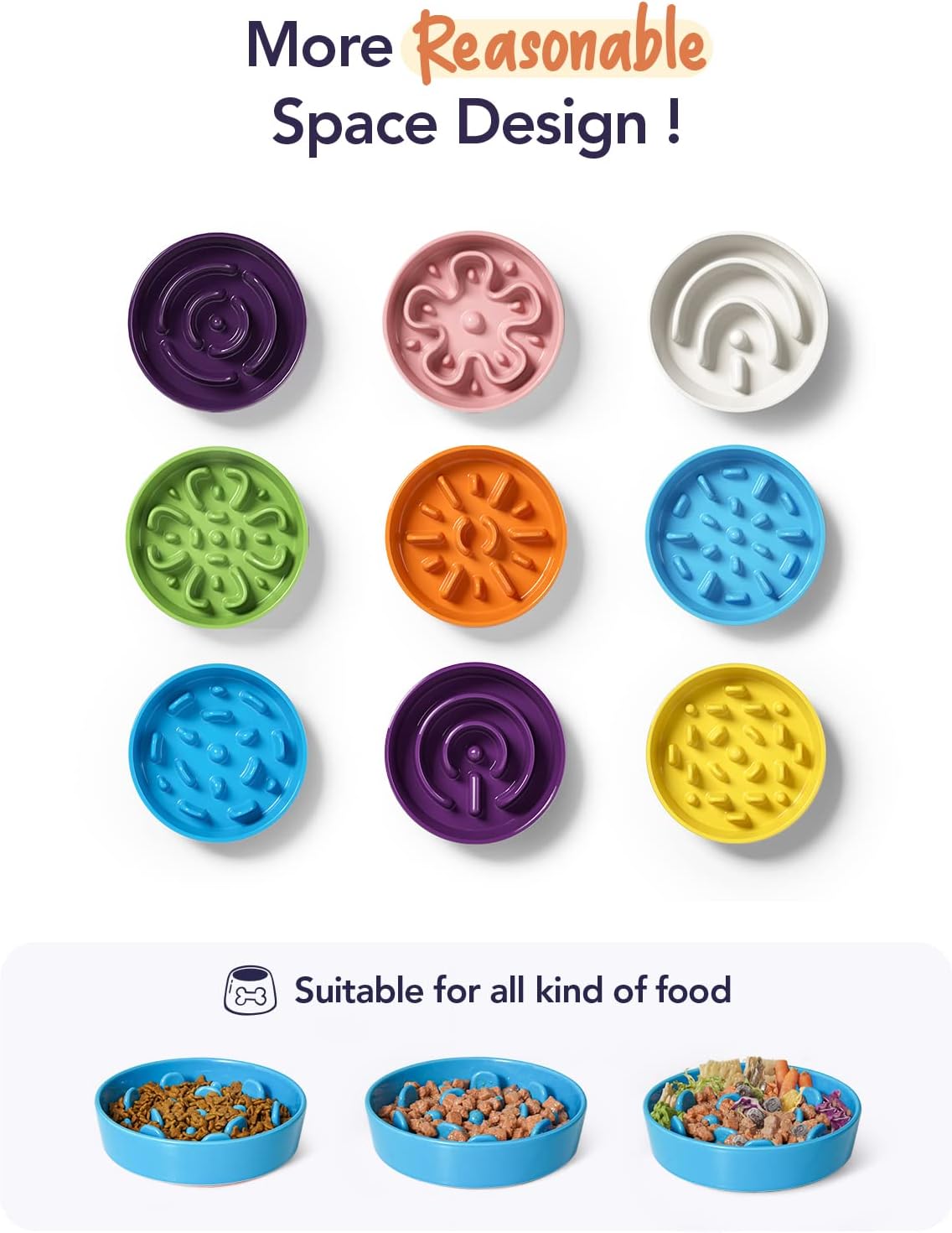 LE TAUCI Slow Feeder Dog Bowls Ceramic, 1.5 Cups Slow Eater Bowl for Dogs, Puppy Slow Feeder Bowl for Fast Eaters, Dog Dishes to Slow Down Eating, Maze Dog Bowl, Vortex Blue - Image 7