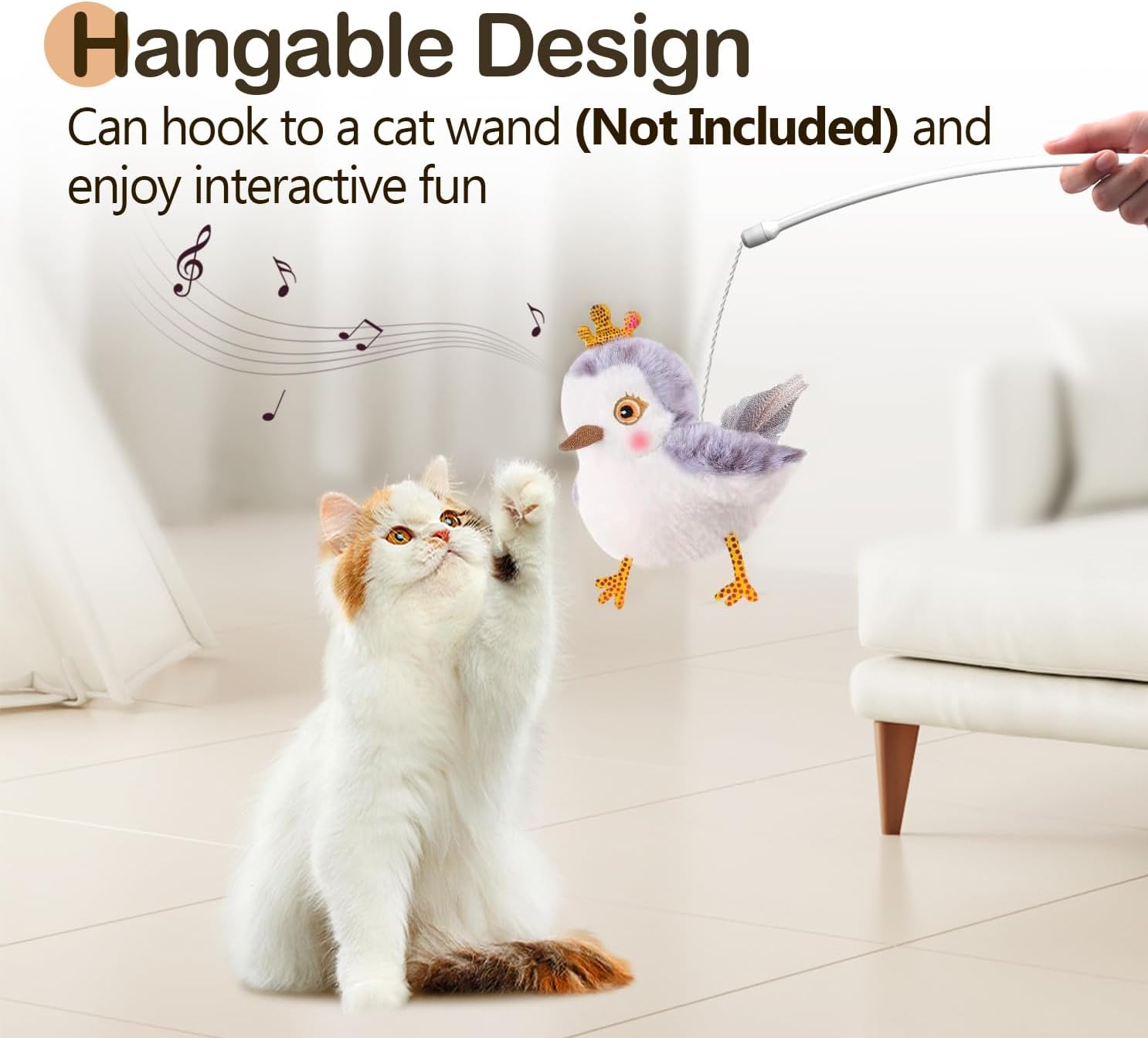 Migipaws Flapping Bird, Lifelike Sandpiper Chirping,Touch Activated KittenToy,Interactive Cat Toy for All Breeds Cat Kicker,Catnip Toys,Rechargeable… - Image 7