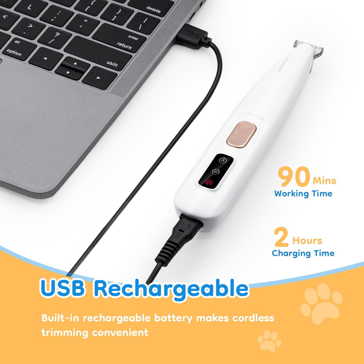 Mcbazel Cordless Dog Paw Trimmer with LED Light, Quiet Precision Pet Grooming Kit for Dogs and Cats, Electric Hair Clipper Pet Shaver for Paws, Face, Ears and Sensitive Areas - Image 6