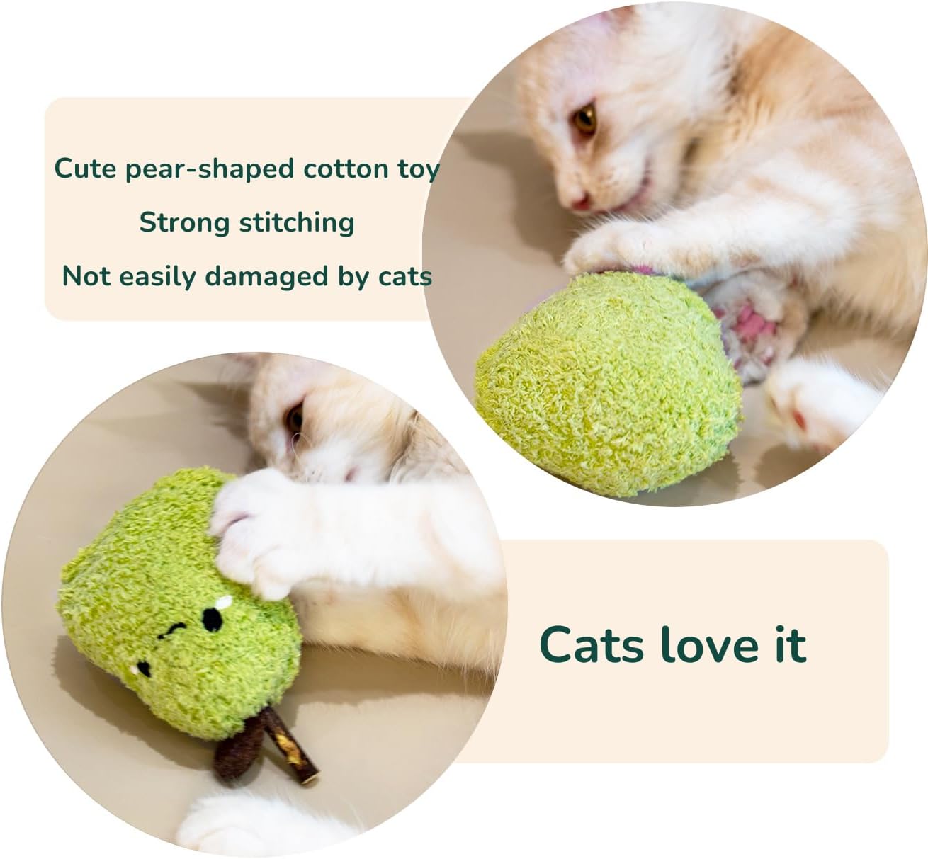 Petelligent Durable and Interactive Catnip Toy Teething Silvervine Stick Cat Toy: Chewing Stick, Grinding Teeth Rod, and Chewable Cat Doll for Your Pet's Entertainment (Pear Green) - Image 5