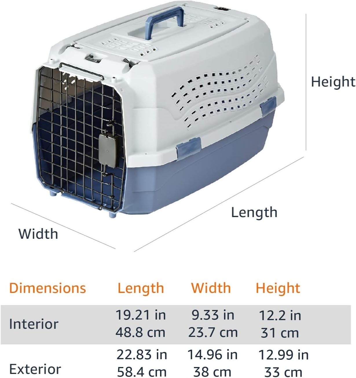 Amazon Basics Two-Door Top-Load Hard-Sided Pet Travel Carrier, 58.4 cm - Image 5