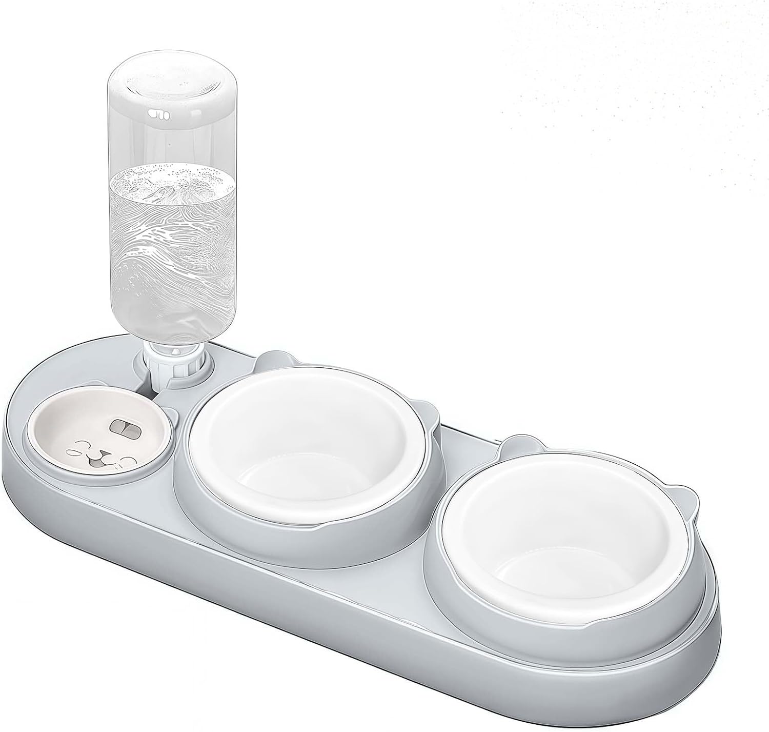 Marchul 3-in-1 Cat Bowl, Ceramic Food and Water Bowl Set, 15° Sloped Design, for Indoor Cats, Small Dogs, and Medium Dogs