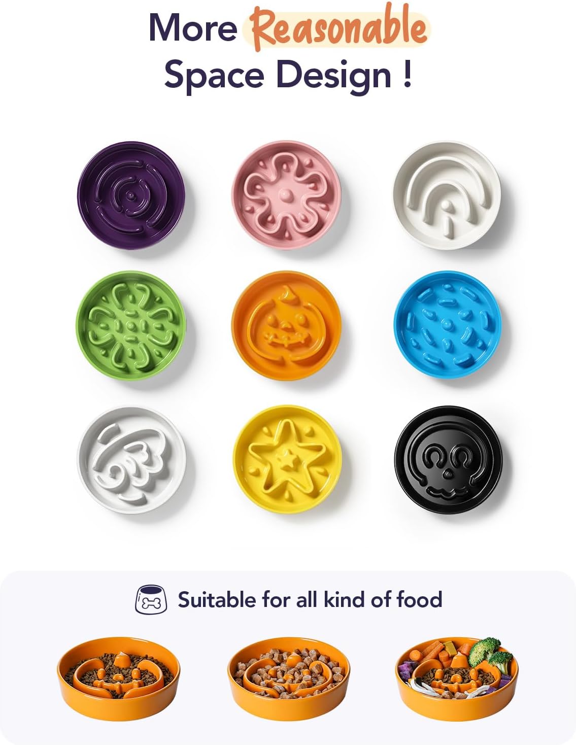 LE TAUCI Dog Bowls Slow Feeder Ceramic, 1.5 Cups Slow Feeding Dog Bowl Small Medium Breed, Puppy Slow Feeder Bowl for Fast Eater, Dog Dishes to Slow Down Eating, Puzzle Dog Food Bowl, Pumpkin Orange - Image 8