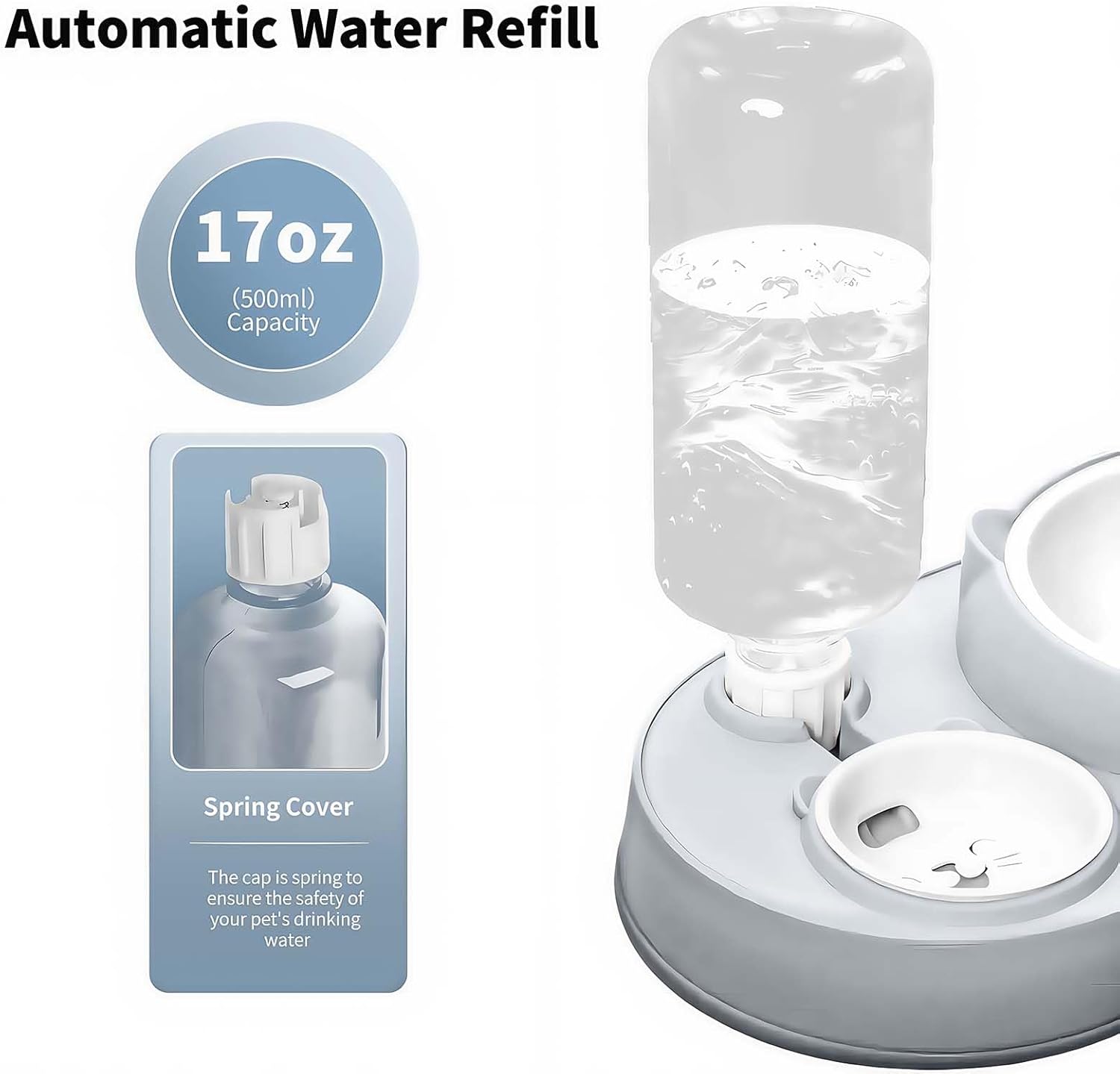 Marchul 3-in-1 Cat Bowl, Ceramic Food and Water Bowl Set, 15° Sloped Design, for Indoor Cats, Small Dogs, and Medium Dogs - Image 4