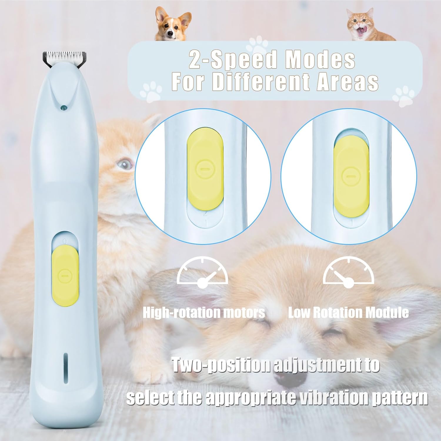 KIKETECH LED Dog Paw Trimmer - Low Noise, Cordless 2 Speed Dog Clippers for Grooming, USB Rechargeable Small Area Shaver for Dog Clippers Cats Hair Around Paws, Eyes, Ears, Face, Rump, Blue - Image 6