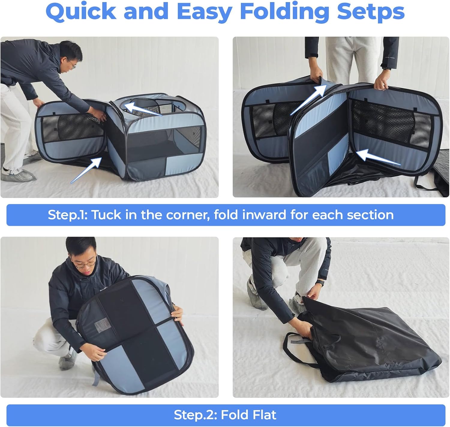 2-in-1 Dog Playpen, 58''Pop Up Cat Puppy Pet Playpen Indoor/Outdoor Cats Enclosed, Cat Dog Tent Crate Cage Kennel, Portable Playpen for Kitten, Small Animals Play Pen(No Divider, Unified Space) - Image 9