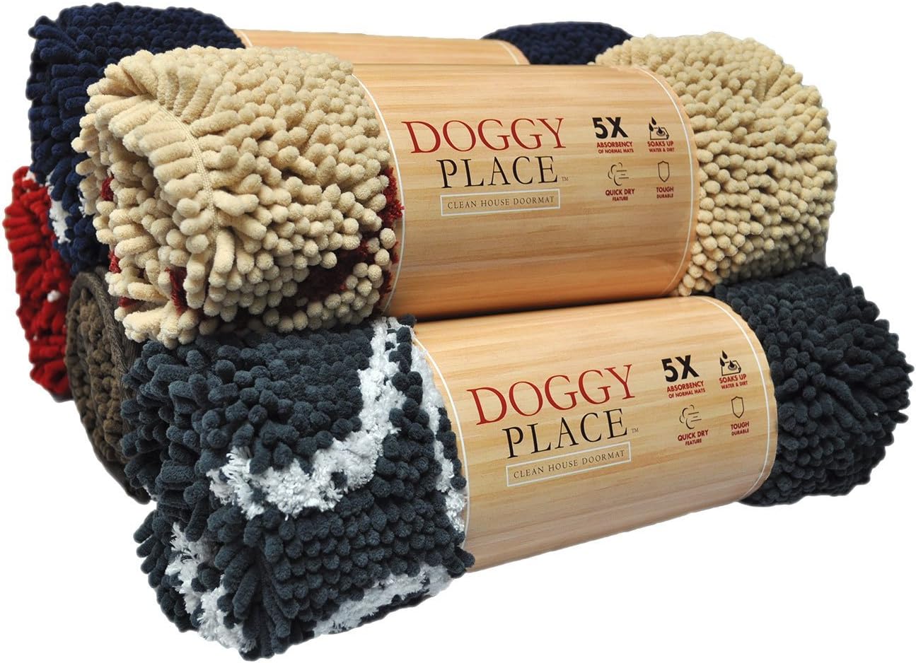 My Doggy Place - Ultra Absorbent Microfiber Dog Door Mat, Durable, Quick Drying, Washable, Prevent Mud Dirt, Keep Your House Clean (Oatmeal w/Paw Print, Medium) - 31 x 20 inch by My Doggy Place - Image 2