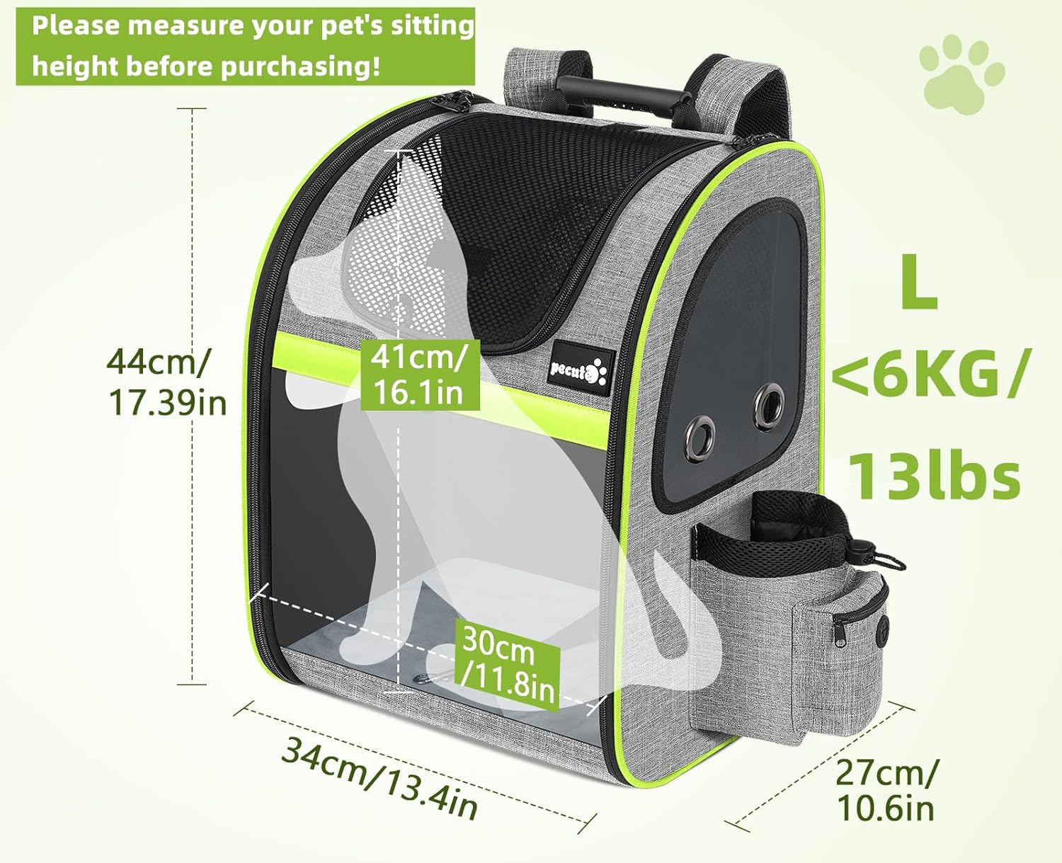 Pecute Pet Carrier Backpack, Dog Carrier Backpack, Expandable with Breathable Mesh for Small Dogs Cats Puppies, Pet Backpack Bag for Hiking Travel Camping Outdoor Hold Pets Up to 18 Lbs 1 Count (Pack of 1) - Image 3
