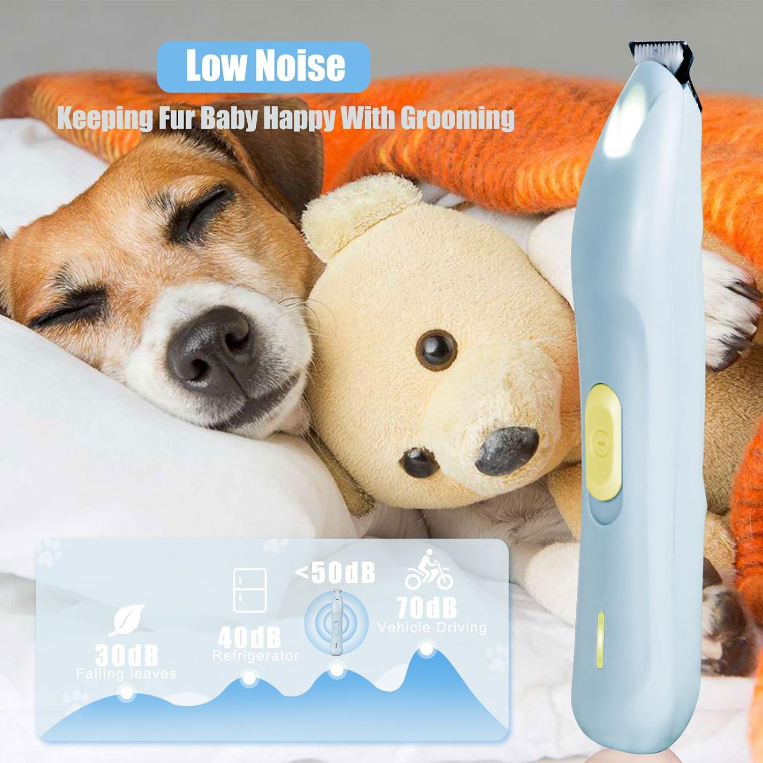 KIKETECH LED Dog Paw Trimmer - Low Noise, Cordless 2 Speed Dog Clippers for Grooming, USB Rechargeable Small Area Shaver for Dog Clippers Cats Hair Around Paws, Eyes, Ears, Face, Rump, Blue - Image 5