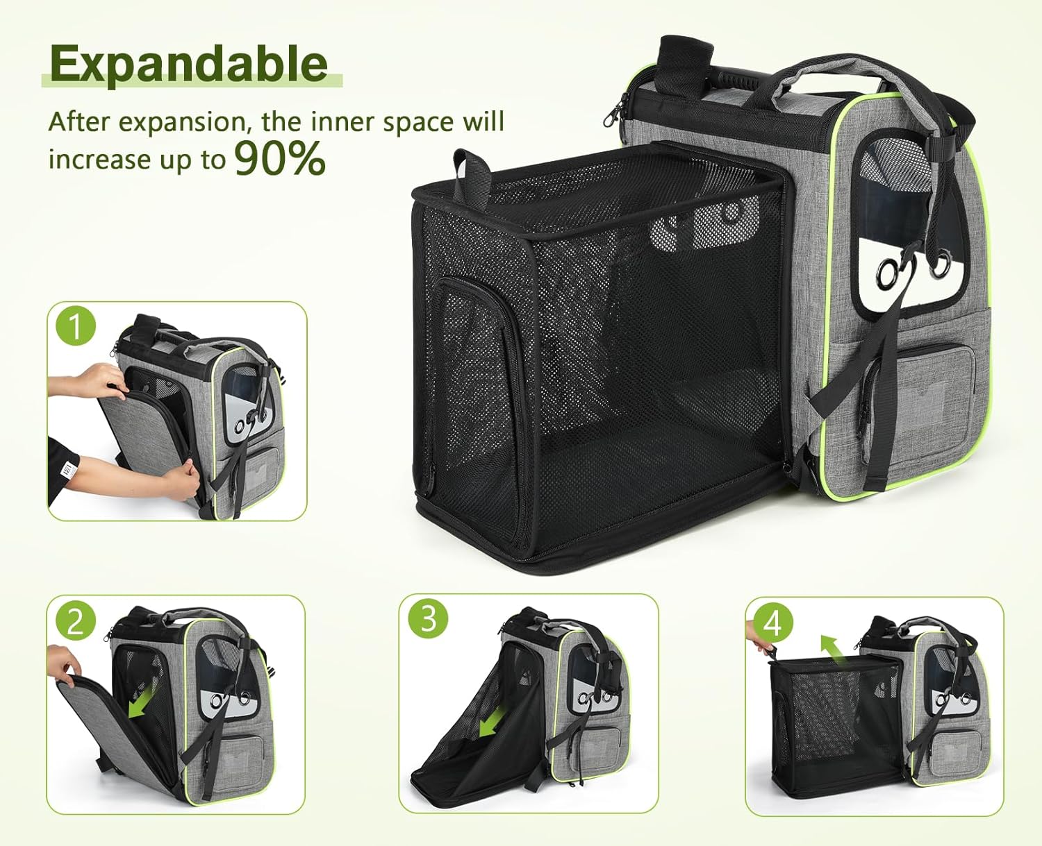 Pecute Pet Carrier Backpack, Dog Carrier Backpack, Expandable with Breathable Mesh for Small Dogs Cats Puppies, Pet Backpack Bag for Hiking Travel Camping Outdoor Hold Pets Up to 18 Lbs 1 Count (Pack of 1) - Image 10