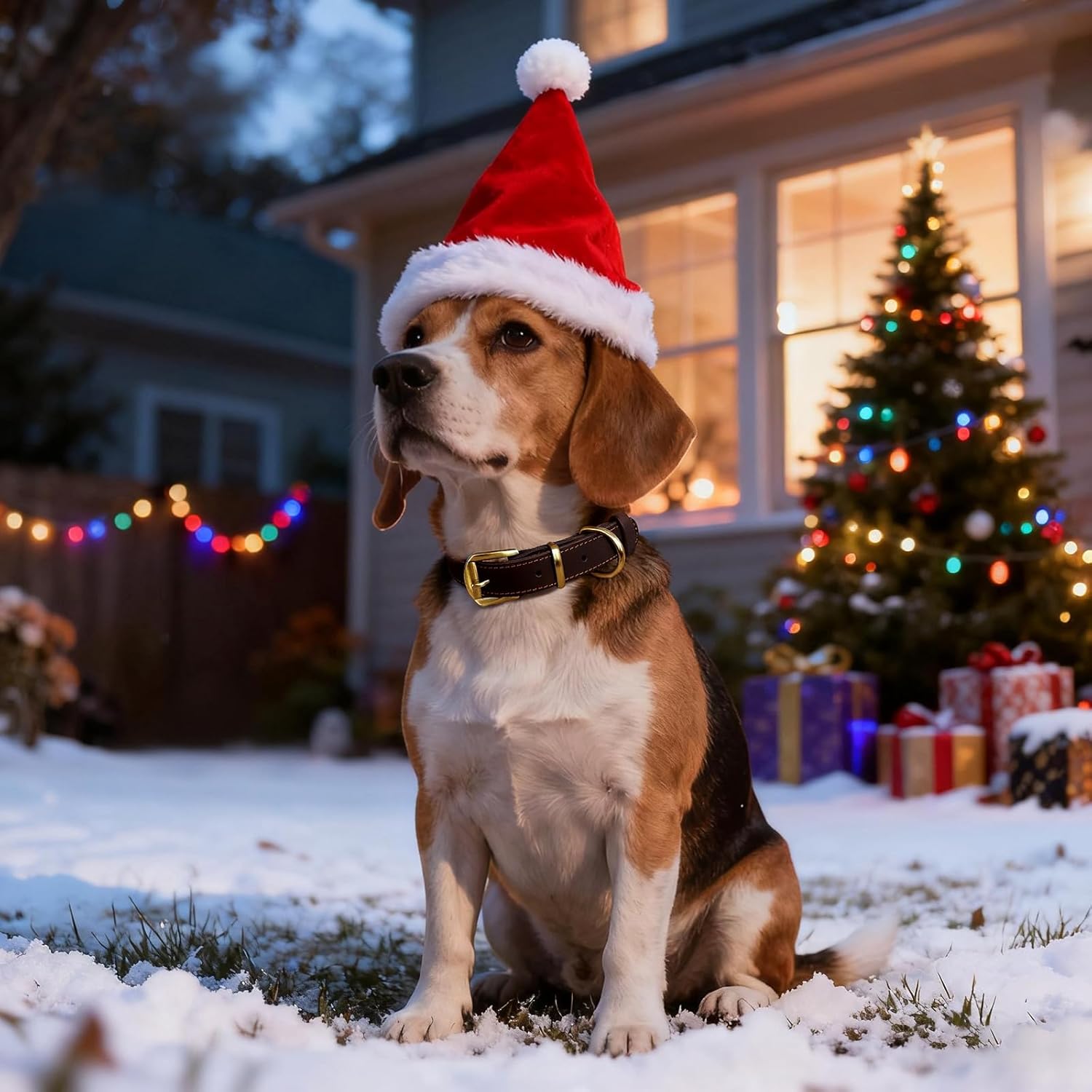 QRDA Brown Leather Dog Collar with Durable Brass Hardware Buckle and D Ring Adjustable Pet Collar for Small/Medium Dogs - Image 3