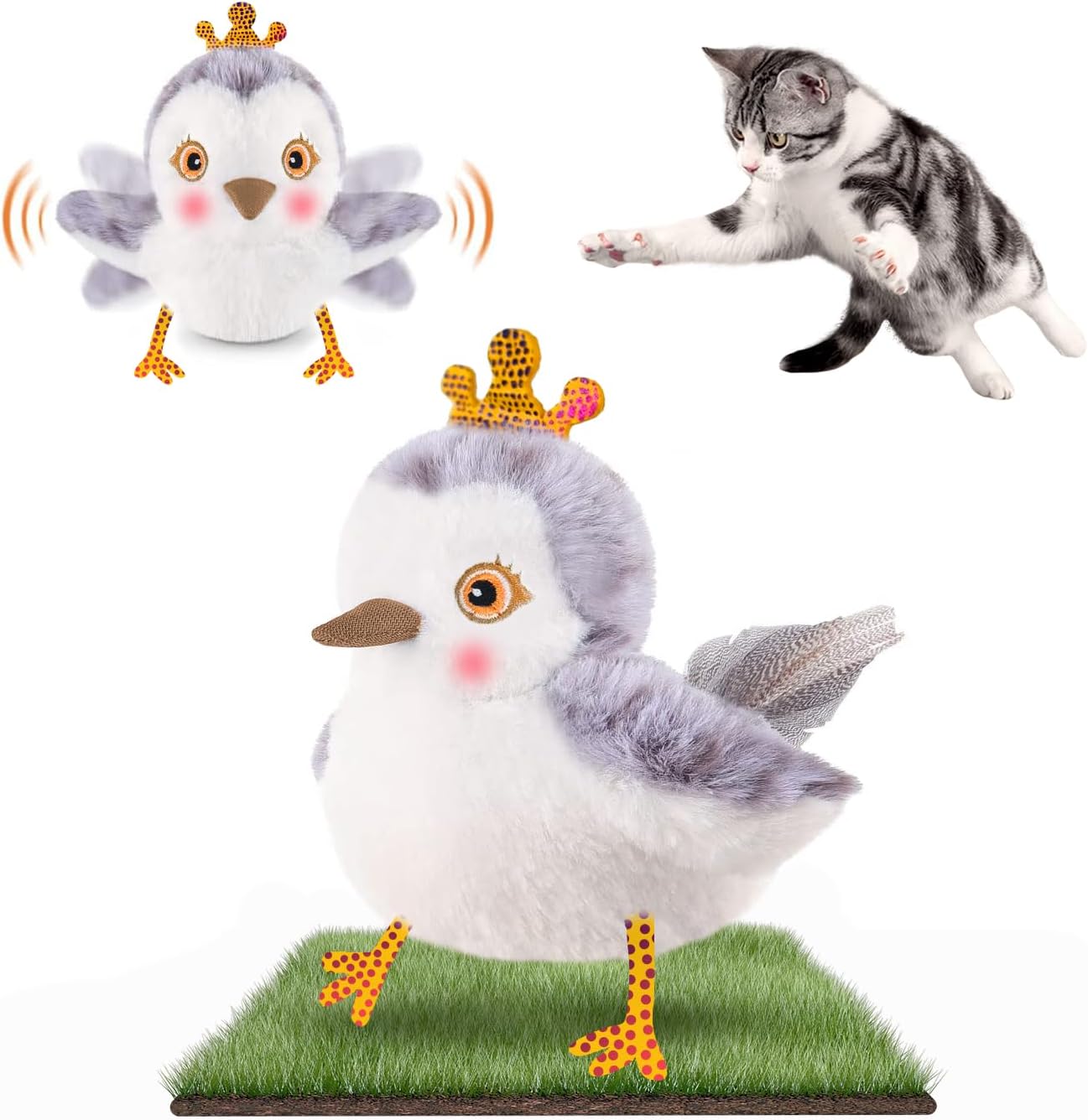 Migipaws Flapping Bird, Lifelike Sandpiper Chirping,Touch Activated KittenToy,Interactive Cat Toy for All Breeds Cat Kicker,Catnip Toys,Rechargeable… - Image 2