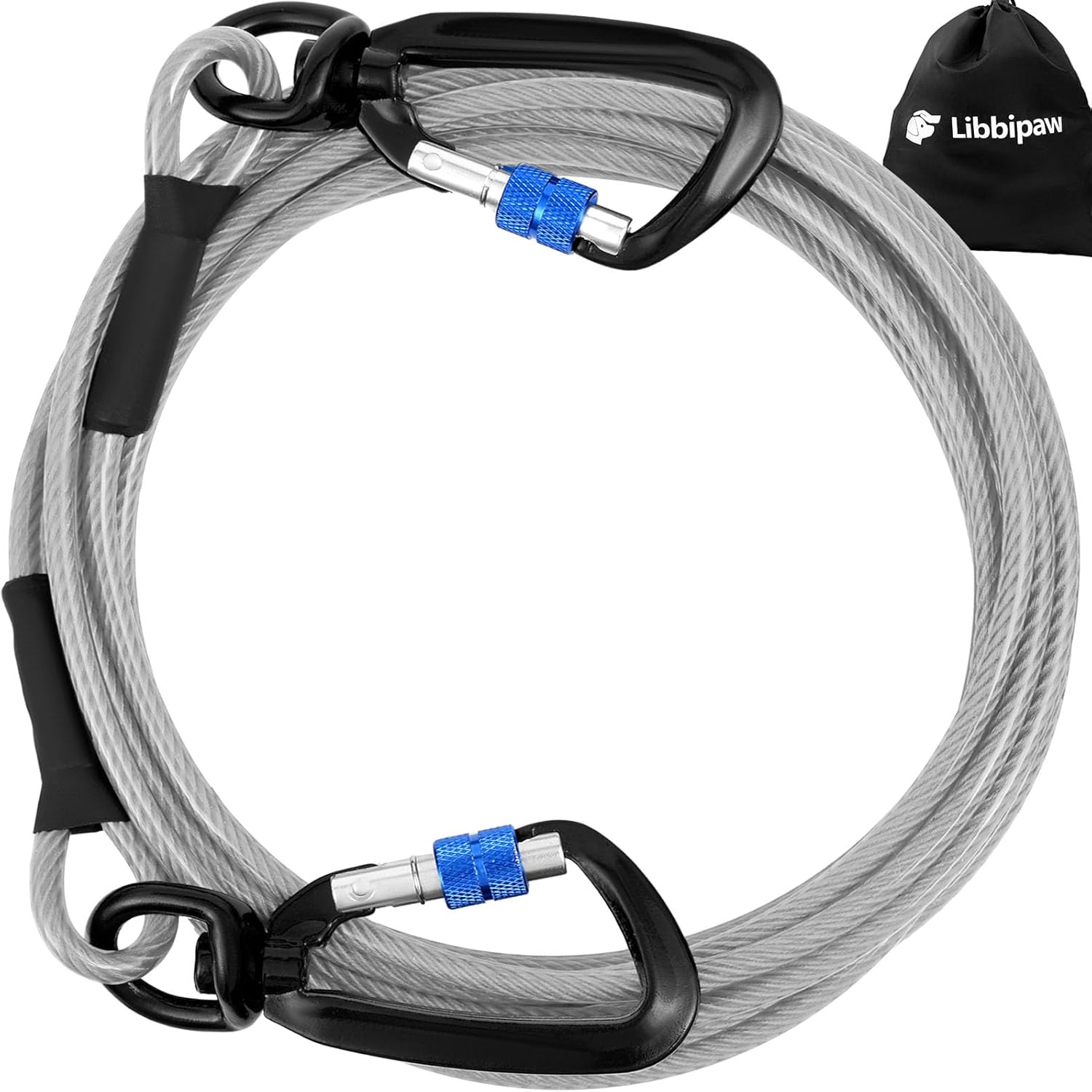 Dog Tie Out Cable 10FT, Tangle-Free Runner with 360° Swivels & Locking Clip for Large Dogs Up to 250LBS - Heavy Duty Chew Proof Leash for Yard, Camping, Outside (Silver 10FT) - Image 2