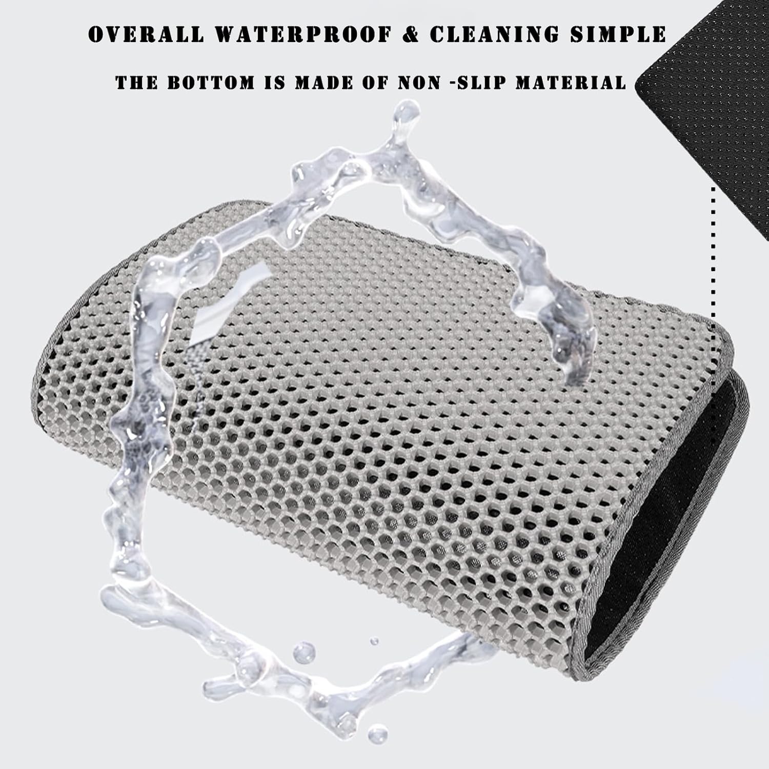 HCY&WLD Cat Litter Mat, 45x26/35x24/30x22/24x18 Inch Double Layer Cat Litter Box Mat, EVA Non-Slip, Waterproof Urine Proof Cat Litter Catcher Mat, Easy Clean Scatter Control (35x24 Inch, Gray) - Image 7