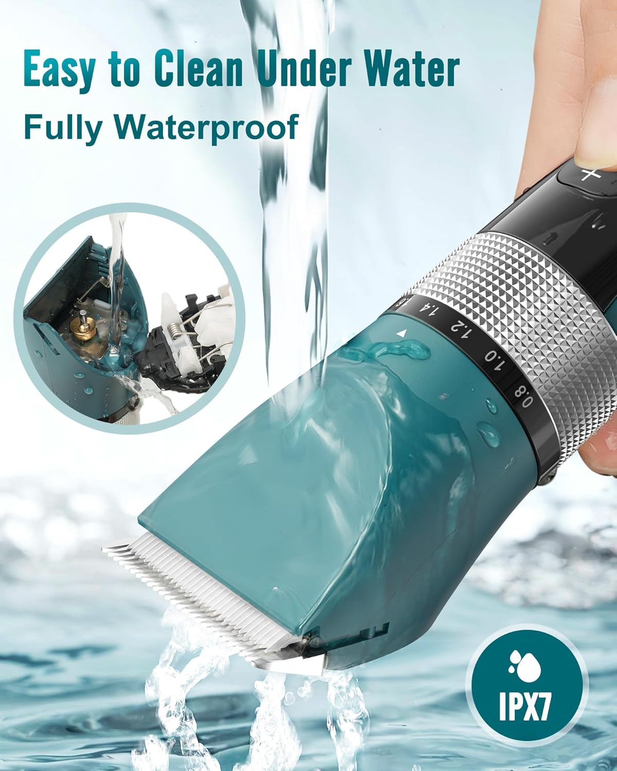 oneisall Cat Grooming Clippers for Matted Long Hair, 5-Speed Cat Grooming Kit Cordless Low Noise Pet Hair Clipper Trimmer Shaver for Dogs Cats Animals (Green) - Image 7