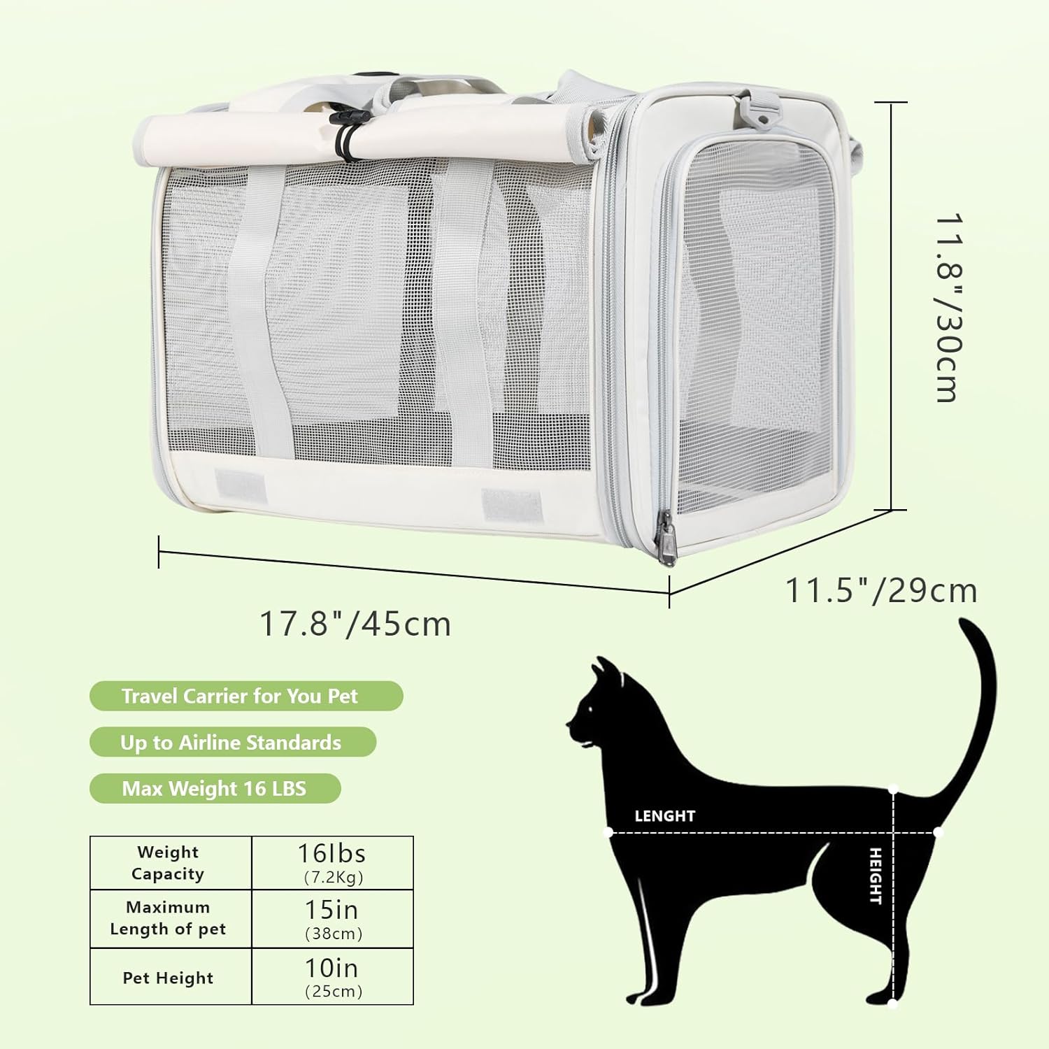 Le city Cat Carrier and Dog Carrier is Designed for Pets Weighing up to 16 lbs.Soft-Sided,Durable and Collapsible Travel Carrier,Breathable Mesh for Ventilation,Adjustable Shoulder Strap for Comfort - Image 4