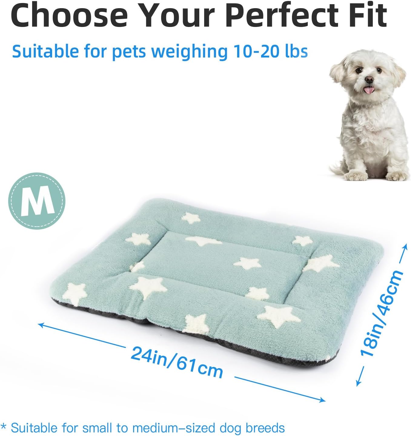 Mora Pets Dog Crate Bed Ultra Soft Dog Bed Mat for Small Dogs Washable Pet Kennel Pad for 24 inch Cage Flat Puppy Cat Mattress Cute Cushion Liner Anti-Slip Blue 24 x 18 - Image 7