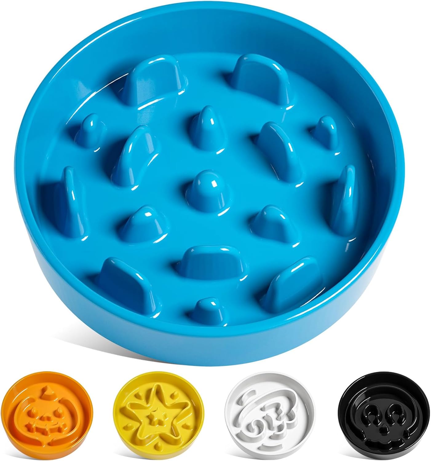 LE TAUCI Slow Feeder Dog Bowls Ceramic, 1.5 Cups Slow Eater Bowl for Dogs, Puppy Slow Feeder Bowl for Fast Eaters, Dog Dishes to Slow Down Eating, Maze Dog Bowl, Vortex Blue - Image 2