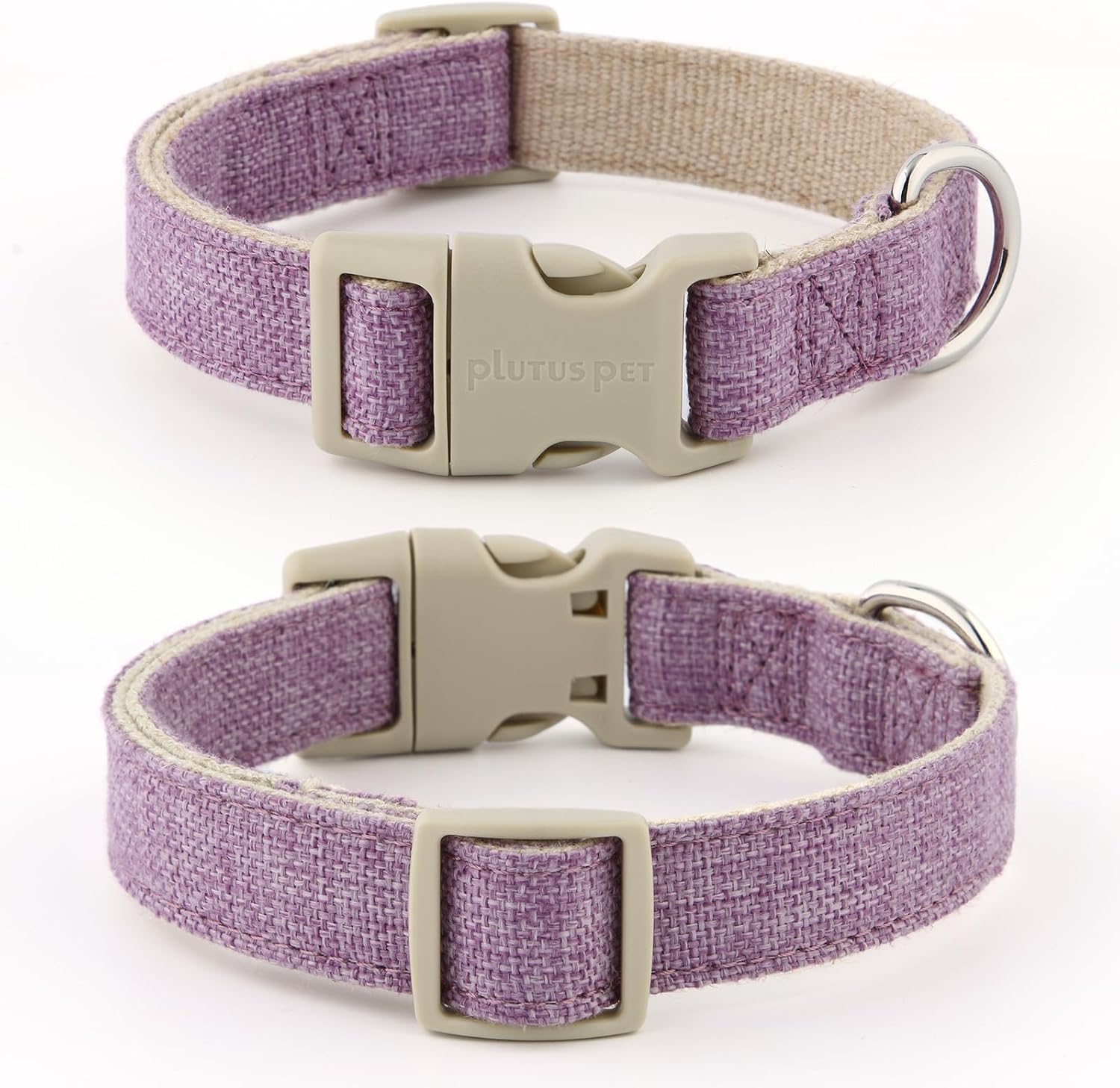 Plutus Pet Cotton Hemp Dog Collar and Leash Set, Adjustable Collar for Small, Medium, and Large Dogs, Heavy Duty and Soft on Skin, Lavender, S - Image 3