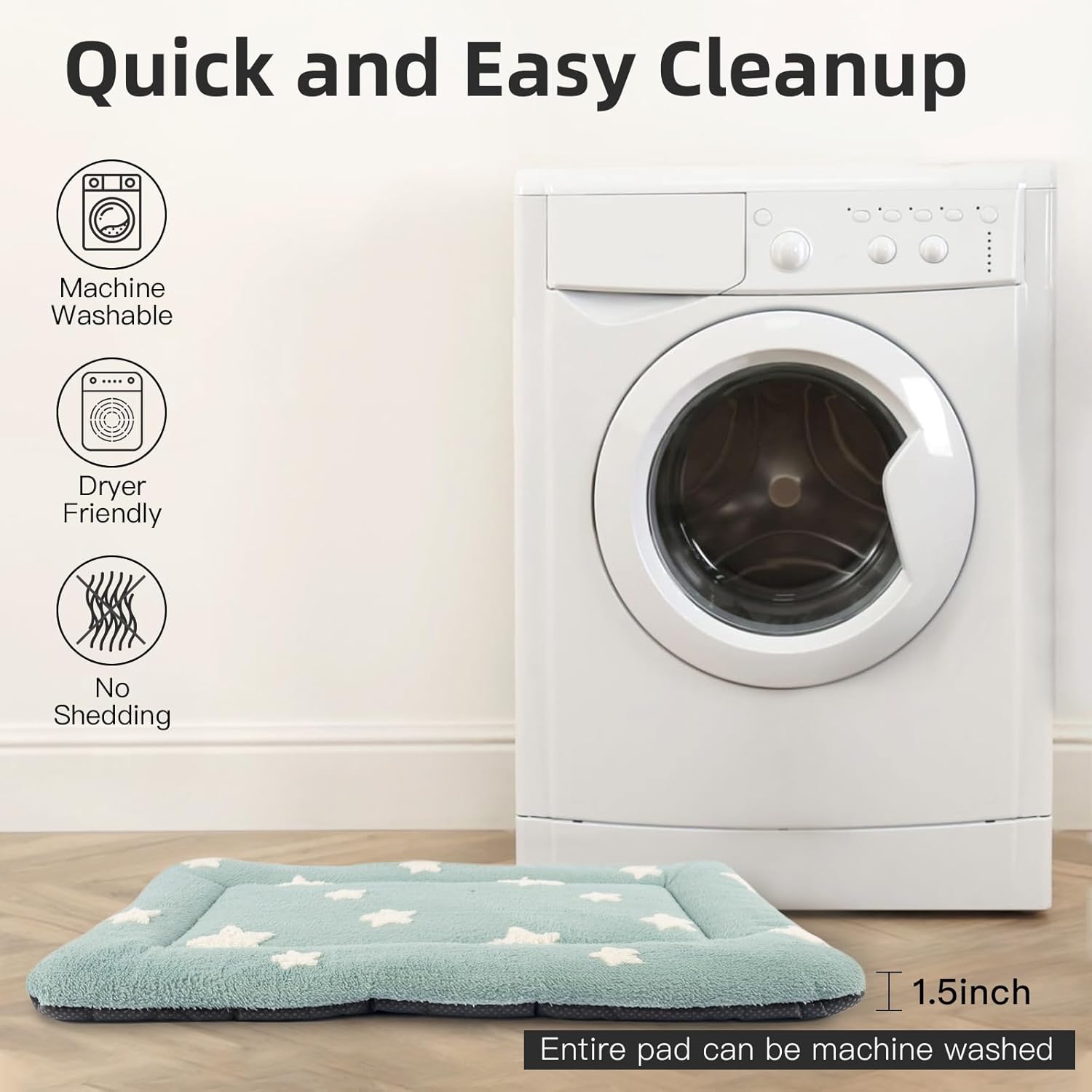 Mora Pets Dog Crate Bed Ultra Soft Dog Bed Mat for Small Dogs Washable Pet Kennel Pad for 24 inch Cage Flat Puppy Cat Mattress Cute Cushion Liner Anti-Slip Blue 24 x 18 - Image 4