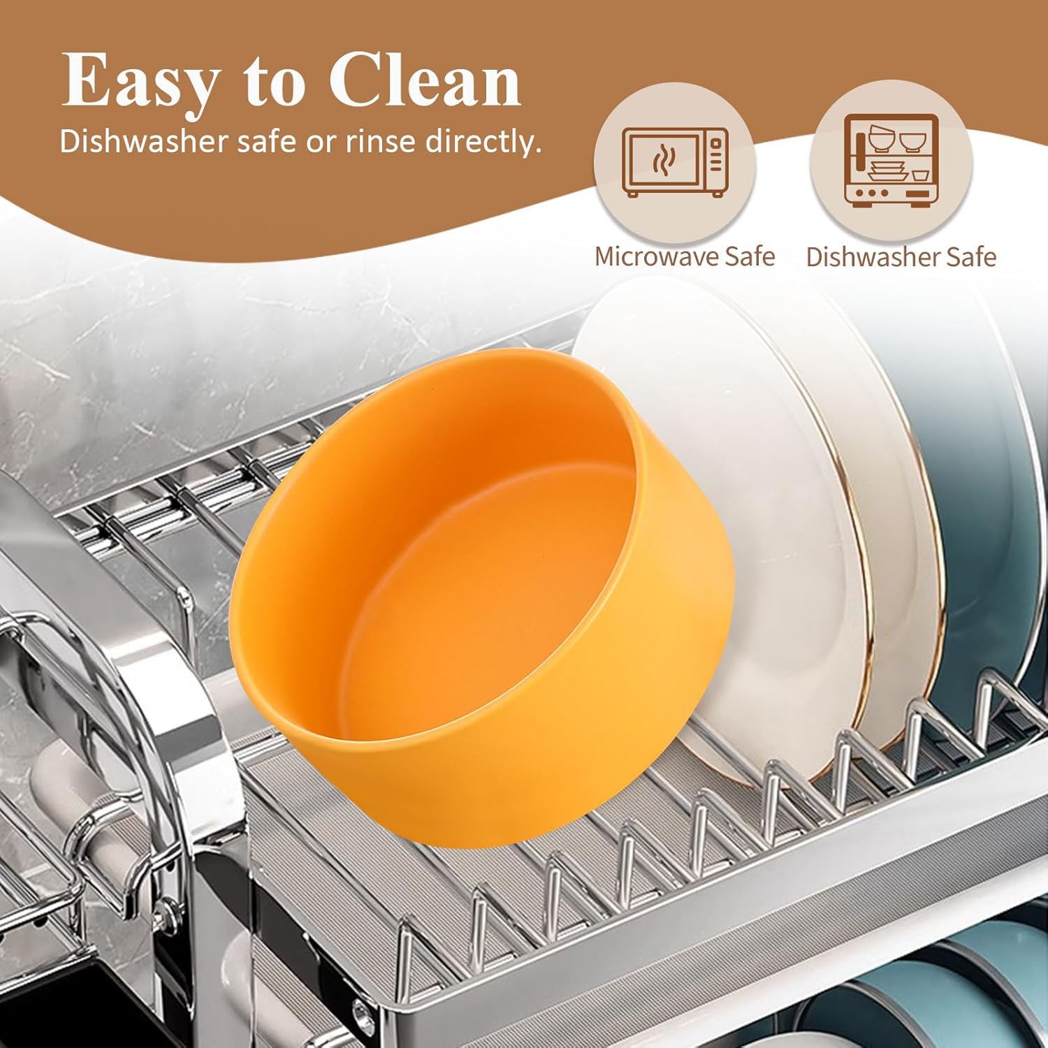 White Ceramic Elevated Raised Dog Bowls - Dog Food Dish with Stand - Double Raised Dog Food and Water Bowls Anti Vomiting - Pet Bowl with Anti Slip Rubber pad - Stress Free for Medium Dogs -Set of 2 - Image 6