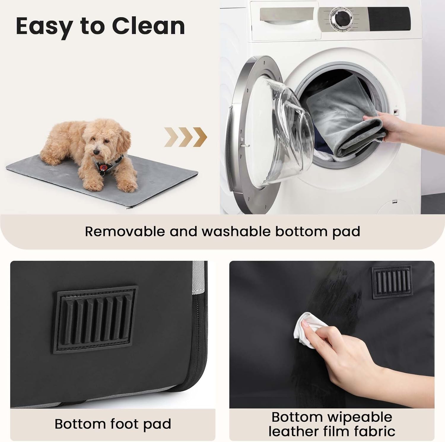 Pecute Collapsible Dog Crate for Pets<15kg, Pet Carrier Stable and Light Weight, Soft Dog Crate with Breathable Windows, Portable Dog Carrier with Curtain 61×45×52 cm (Gray) - Image 10