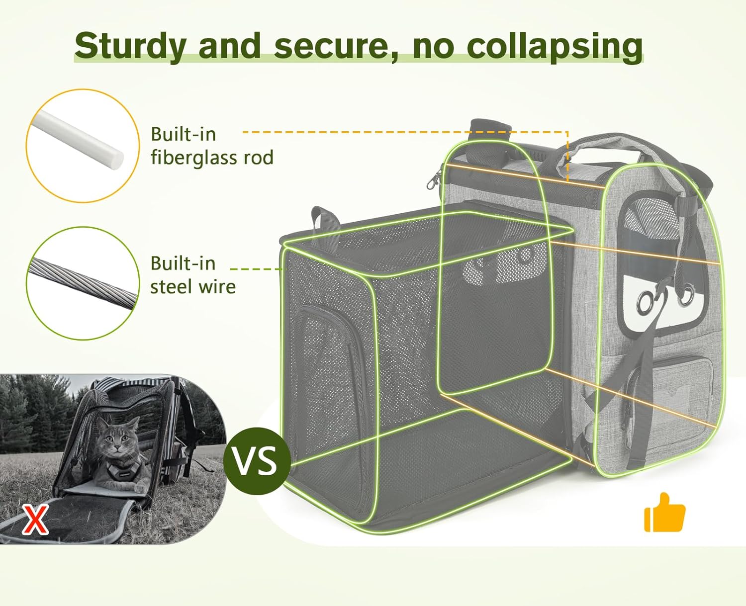 Pecute Pet Carrier Backpack, Dog Carrier Backpack, Expandable with Breathable Mesh for Small Dogs Cats Puppies, Pet Backpack Bag for Hiking Travel Camping Outdoor Hold Pets Up to 18 Lbs 1 Count (Pack of 1) - Image 5