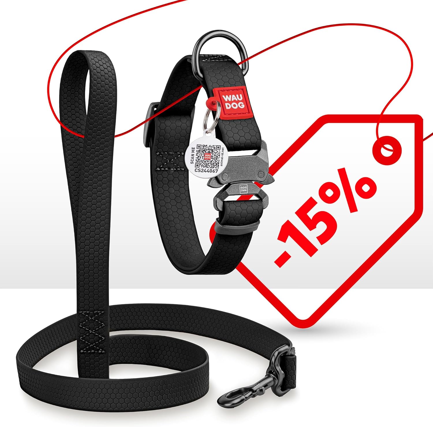 Waterproof Dog Collar - Adjustable Dog Collar for Large Dogs, Small and Medium Dogs - Heavy Duty Dog Collars with Durable Metal Clasp and QR Dog Tag - Boy & Girl Dog Collars (Black) - Image 8