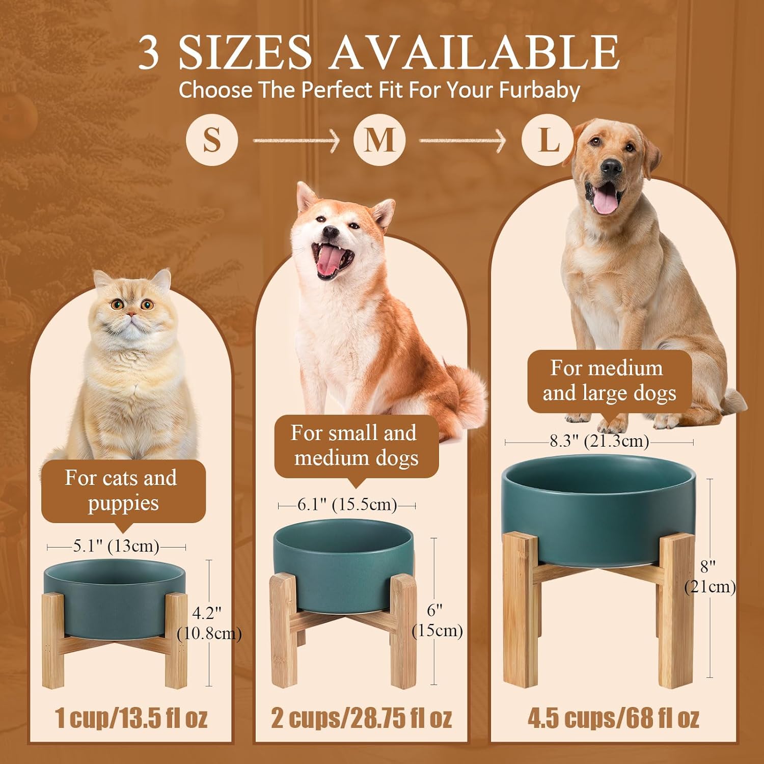 White Ceramic Elevated Raised Dog Bowls - Dog Food Dish with Stand - Double Raised Dog Food and Water Bowls Anti Vomiting - Pet Bowl with Anti Slip Rubber pad - Stress Free for Medium Dogs -Set of 2 - Image 10