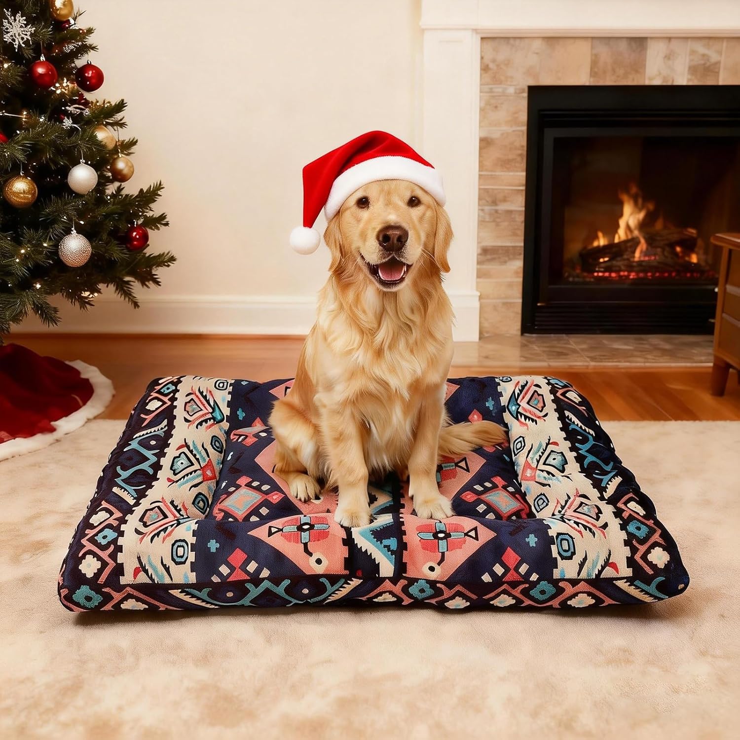 CZOXiViYC Washable Dog Crate Bed, Ultra Soft & Anti-Slip Crate Pad, Cozy Kennel Mat for Large/Medium/Small Dogs, Plush & Bohemian Dog Bed Mat, Pet Pad for Crate, Cat Bed (Pink, 59L x 43W x 6H cm) - Image 2