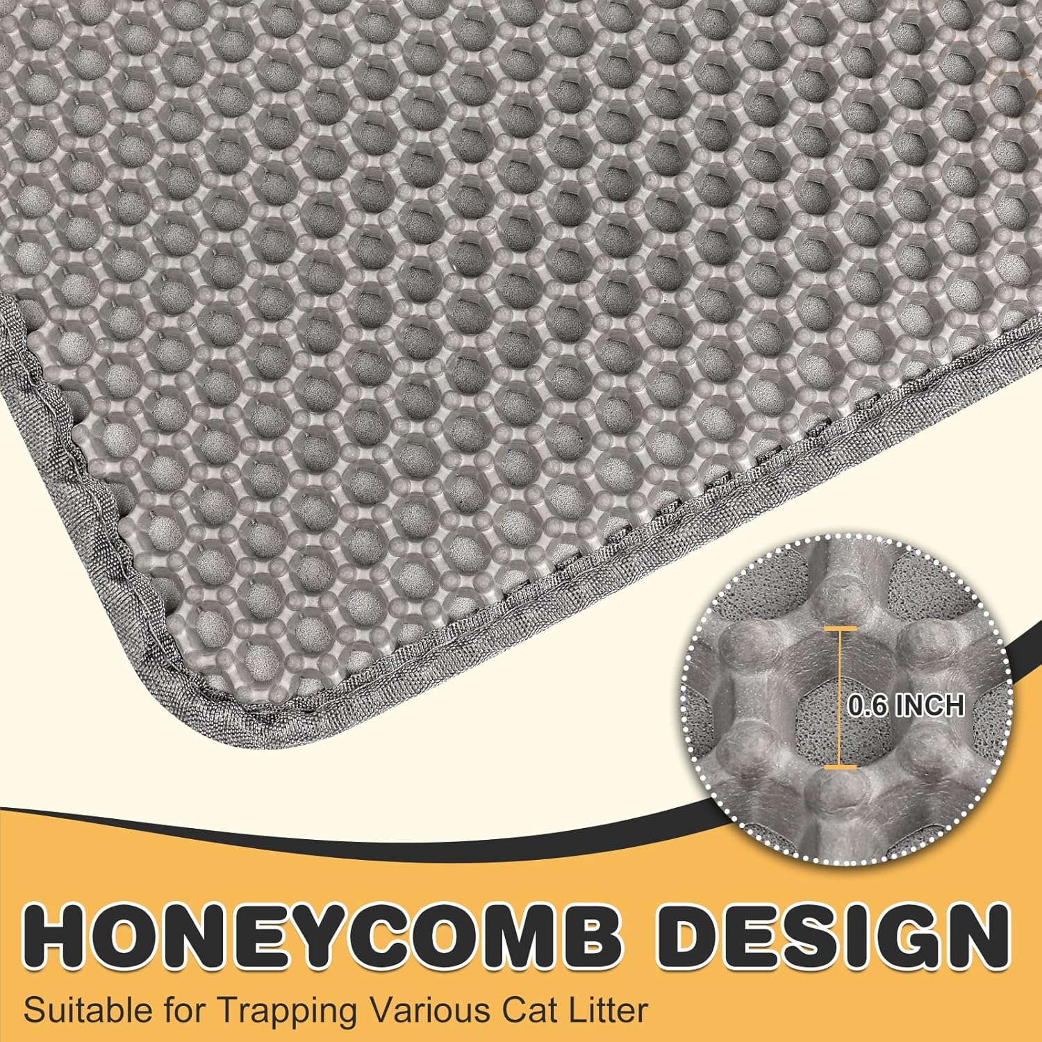 FURWEY Cat Litter Mat Double Layer Waterproof Urine Proof Trapping Mat 2 Pack (Gray, 24x15 Inch) - Image 5