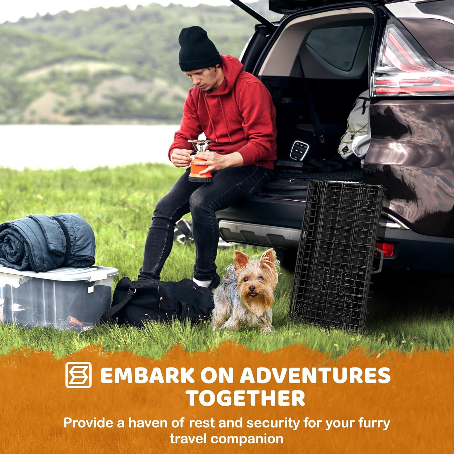 Yaheetech 30 inch Double Door Dog Crate w/Divider for Puppy, Collapsible Metal Dog Kennel with Removable Tray, Portable Travel Cage, Black - Image 9