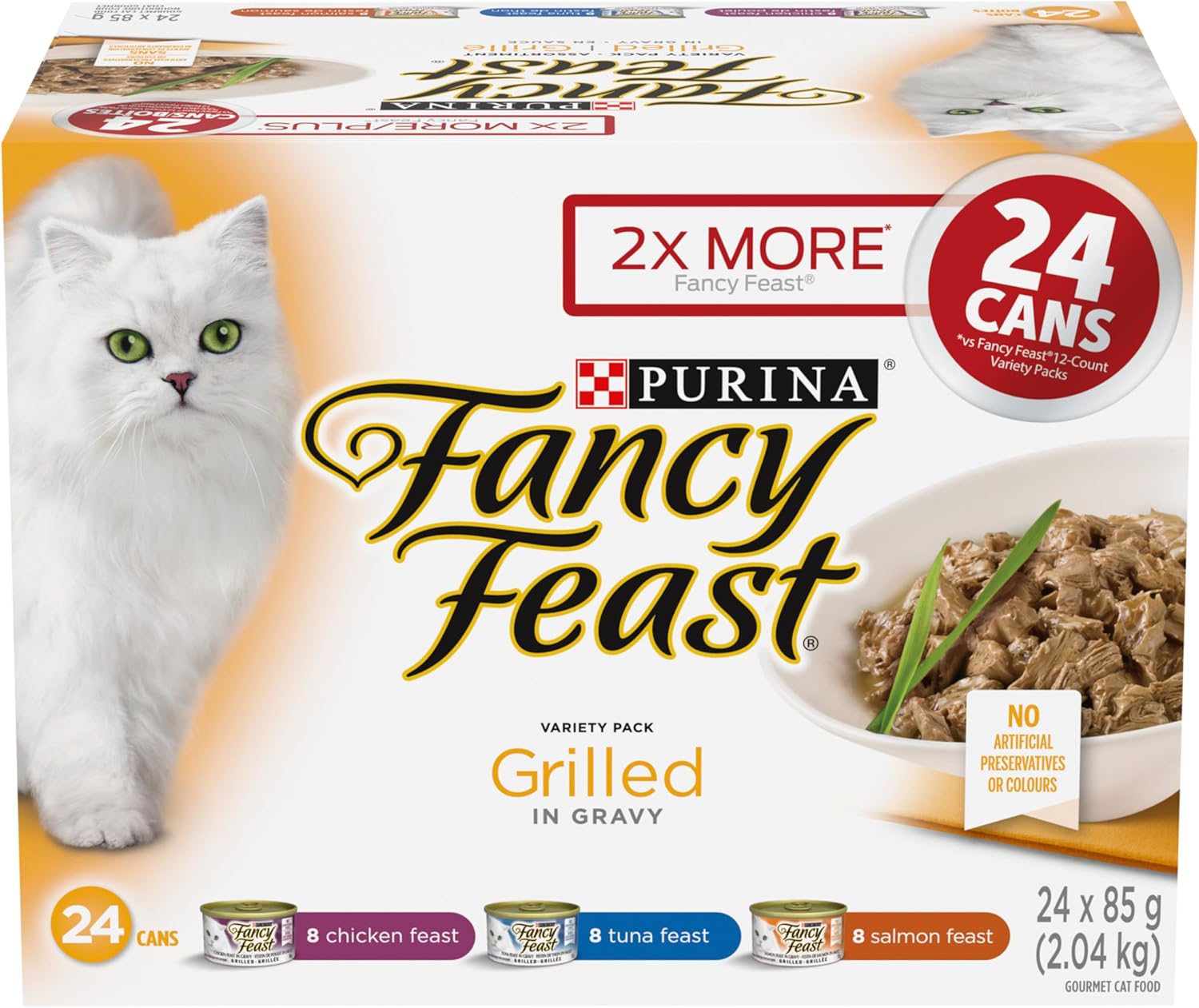 Fancy Feast Grilled Wet Cat Food, in Gravy Variety Pack 3 Flavours - 85 g Can (24 Pack) - Image 3