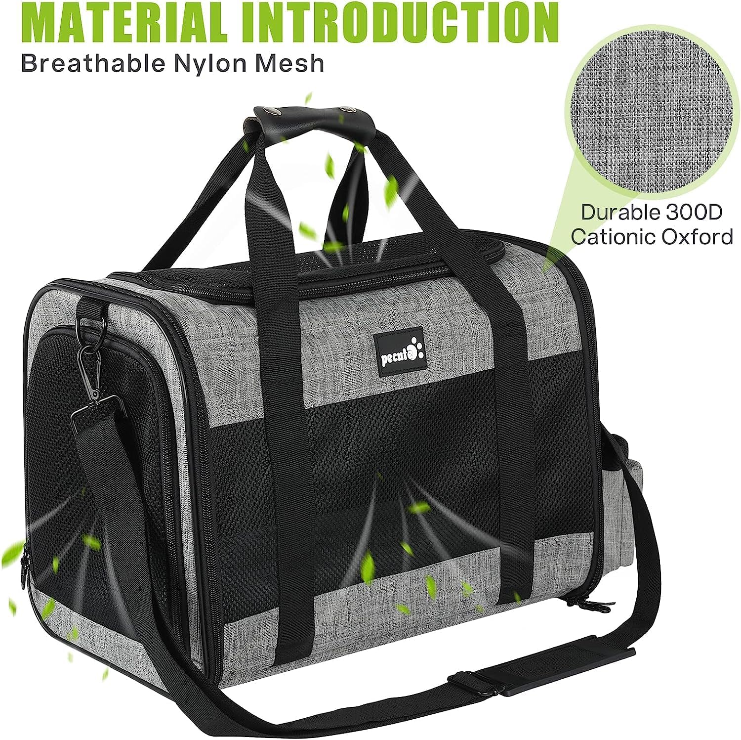 Pet Carrier Bag Large, Cat Carrier Handbag, Portable Dog Travel Bag, Breathable Mesh Fabric, Suitable for Both Long and Short Trips, Used for Cats and Puppies Under 9KG (L,Grey) - Image 5