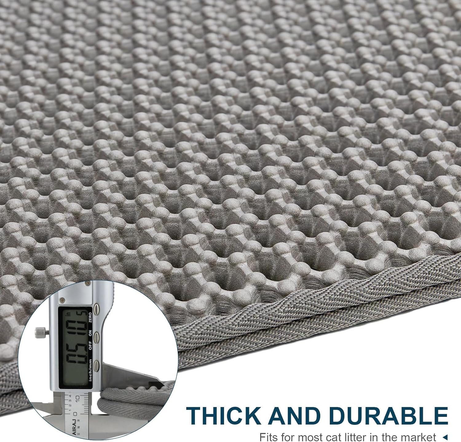 HiHloy Large Cat Litter Mat Trapper - 120 x 70cm Honeycomb Double Layer, Soft on Paws, Non-Slip,Urine Waterproof, Easy Clean and Durable Trapper rug Suitable for Litter Box (Gray) - Image 5