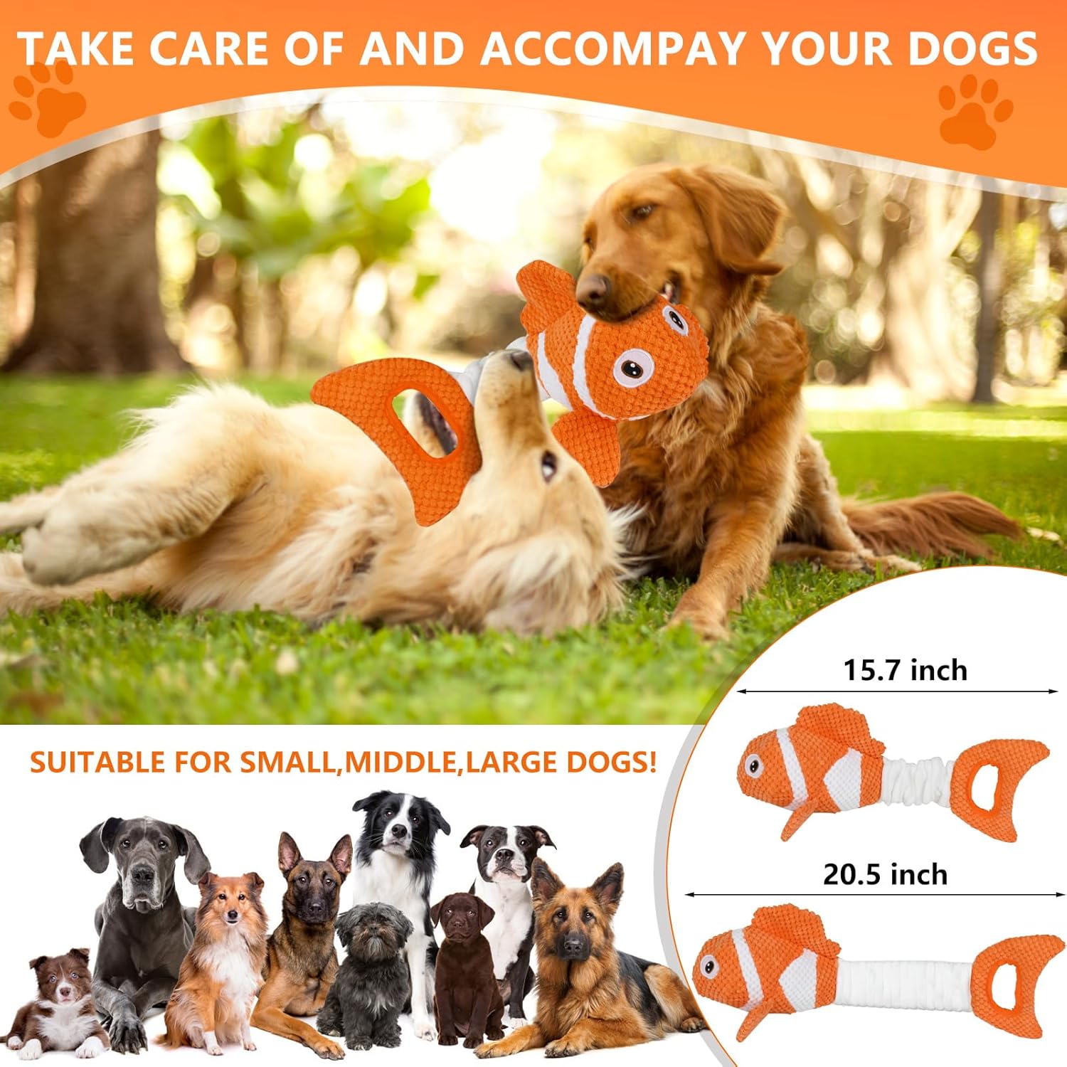 Squeaky Dog Toys, Durability Interactive Tug of War Puppy Toys for Indoor and Outdoor Play - Stuffed Pet Dog Toys with Soft Fabric Suitable for Small, Medium, and Large Dogs - Image 7