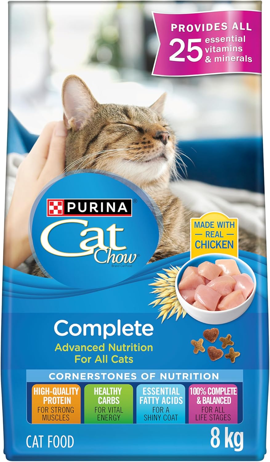 Cat Chow Complete Dry Cat Food, Real Chicken - 8 kg Bag - Image 2