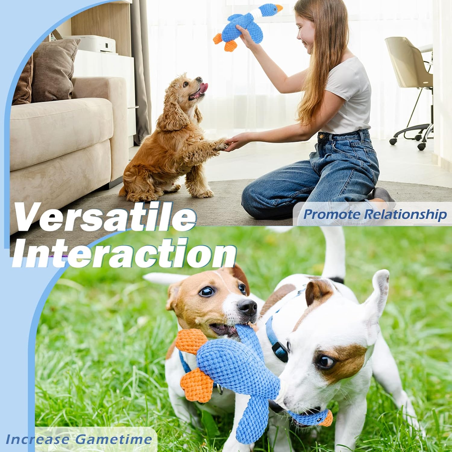 Vitscan Upgraded Goose Indestructible Dog Toys for Aggressive Chewers Small Medium Large Breed, Crinkle Squeaky Dog Toys Plush Dog Toy Puppy Chew Toys for Teething, Duck Interactive Dog Puppy Toys - Image 8