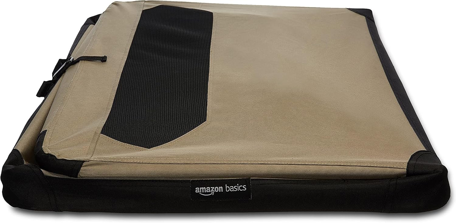 Amazon Basics Folding Soft Crate for Cat, Dog, Rabbit, Portable and Collapsible, 91cm, Tan,91.4cm L x 61.0cm W x 61.0cm H - Image 6